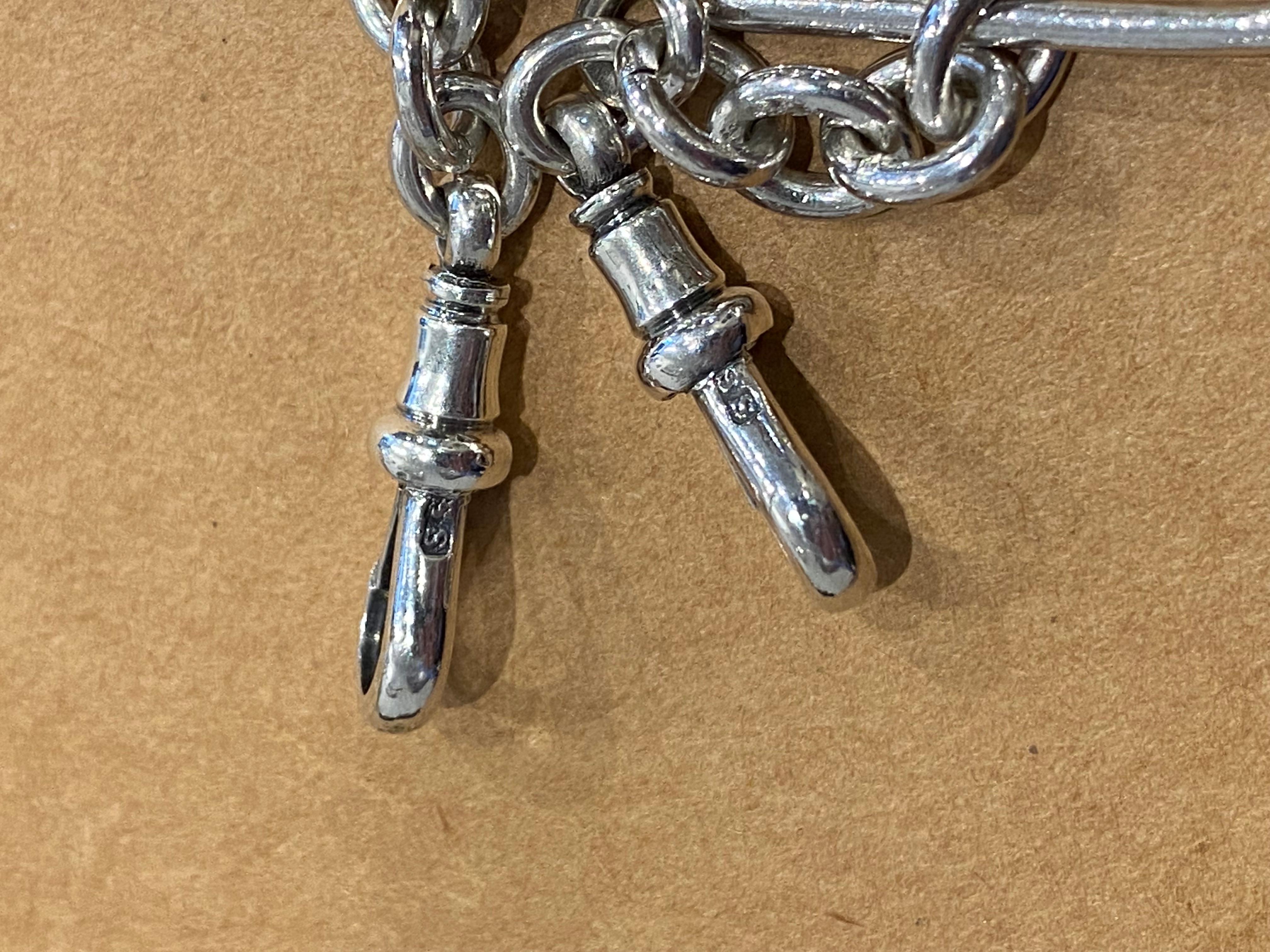Art-Deco c1920's S/Silver Albert Fob Chain , with T-bar & 9K Gold Extension. 1