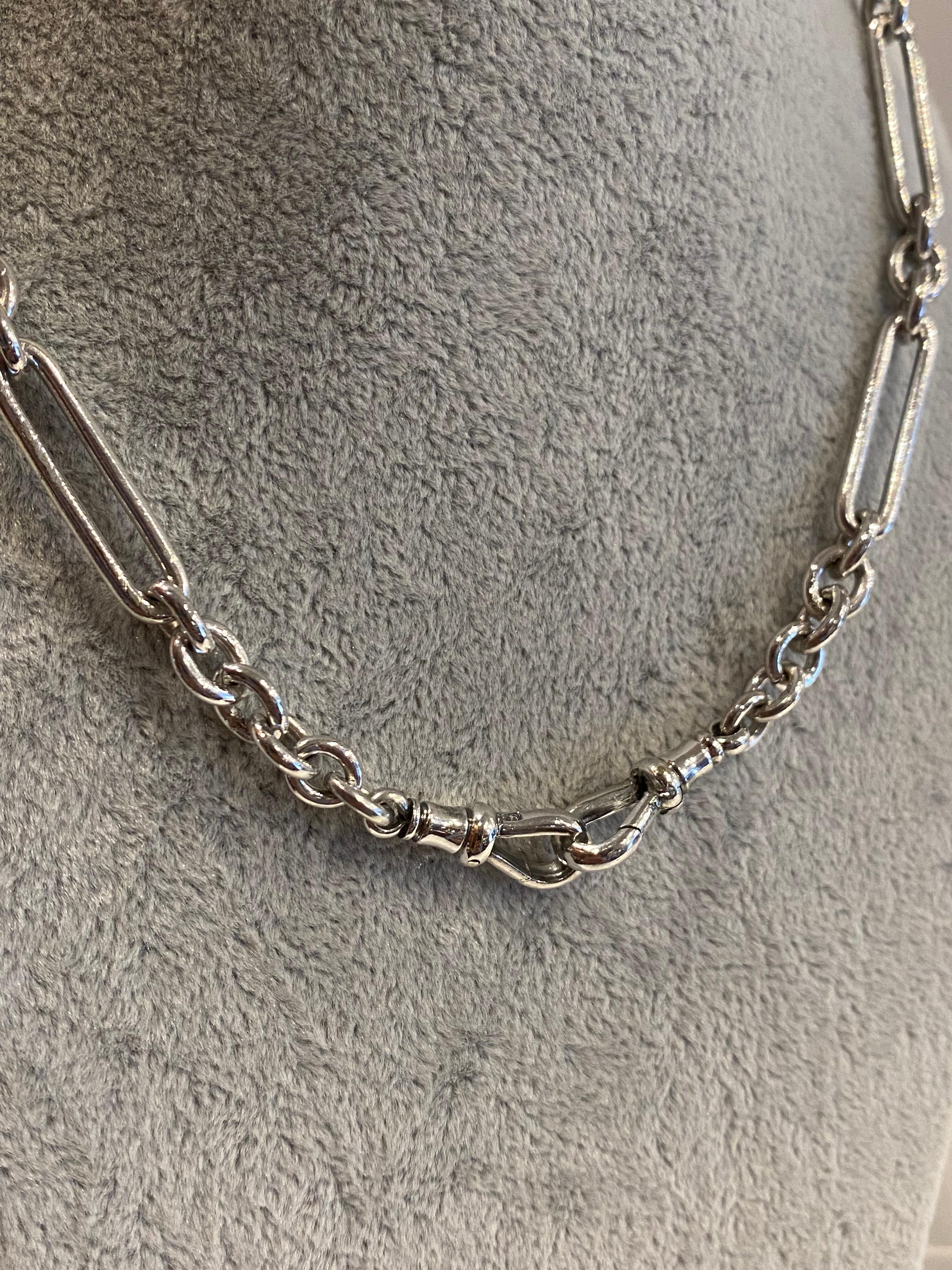 Art-Deco c1920's S/Silver Albert Fob Chain , with T-bar & 9K Gold Extension. 2