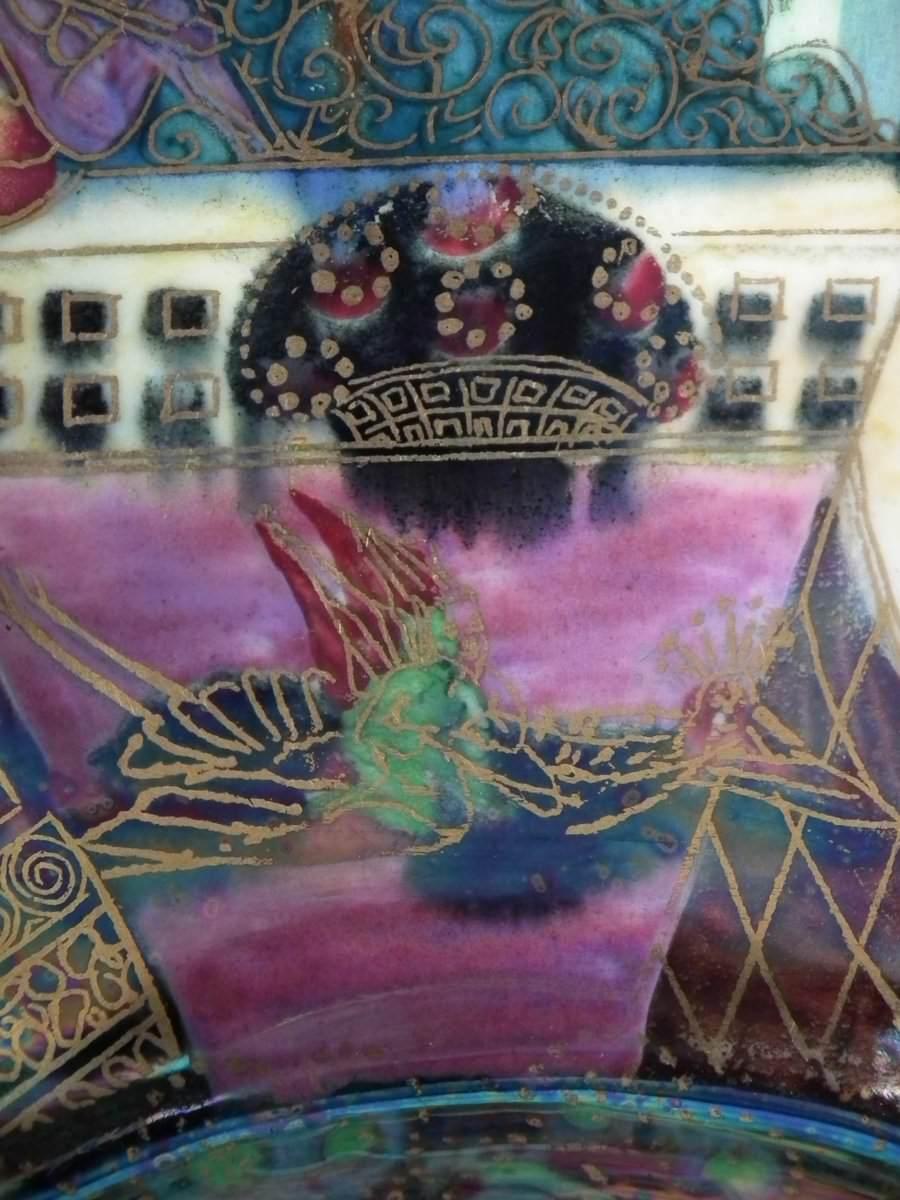 Art Deco circa 1920s Wedgwood Fairyland Lustre Gargoyles Octagonal Bowl 7