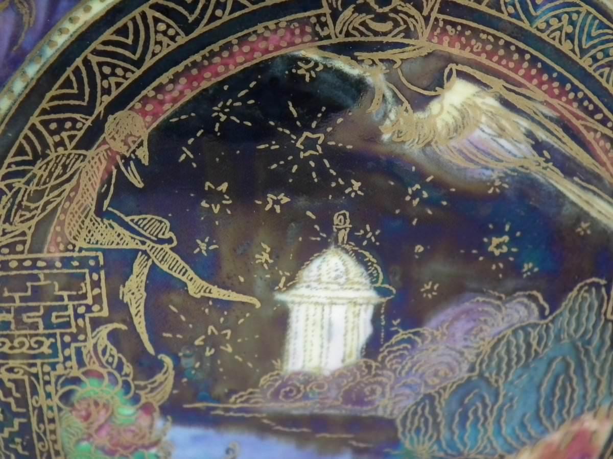 Ceramic Art Deco circa 1920s Wedgwood Fairyland Lustre Gargoyles Octagonal Bowl