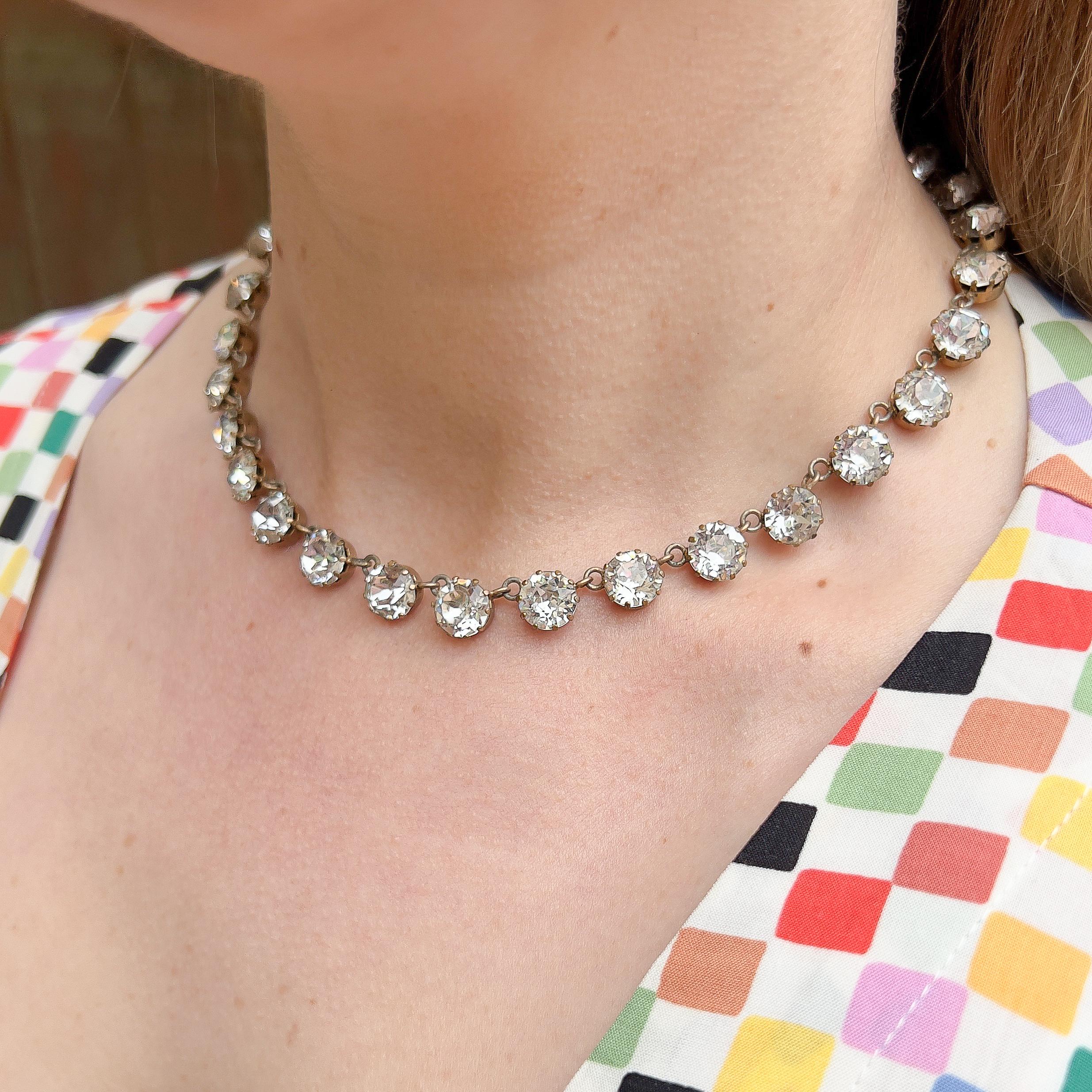 Art Deco c.1930 Vintage Paste Rivière Necklace In Good Condition For Sale In Skelmersdale, GB