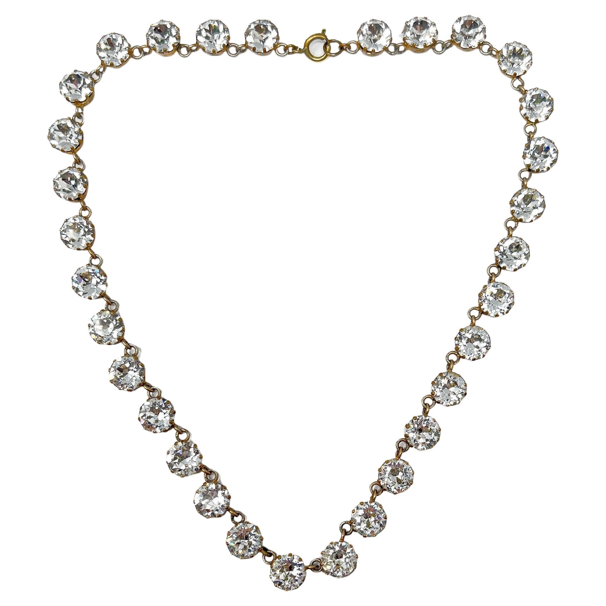 Art Deco c.1930 Vintage Paste Rivière Necklace For Sale