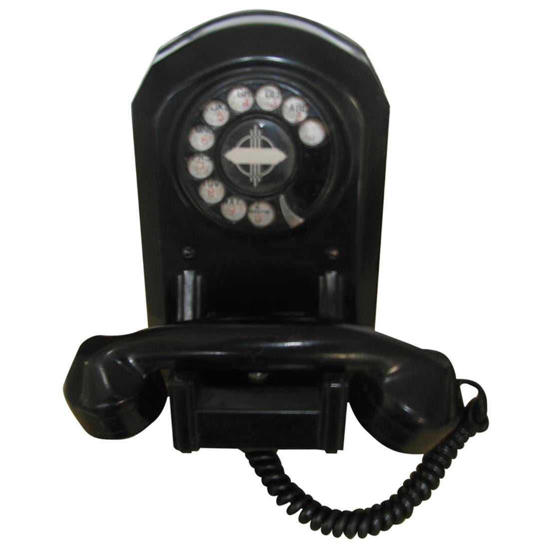 Art Deco  C1930 Wall Mount Black Bakelite Telephone