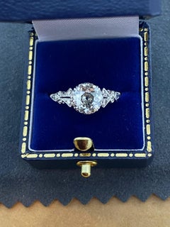 Art-Deco c1930's 1.60ct Old Cut Diamond Solitaire 18K White Gold Platinum Ring