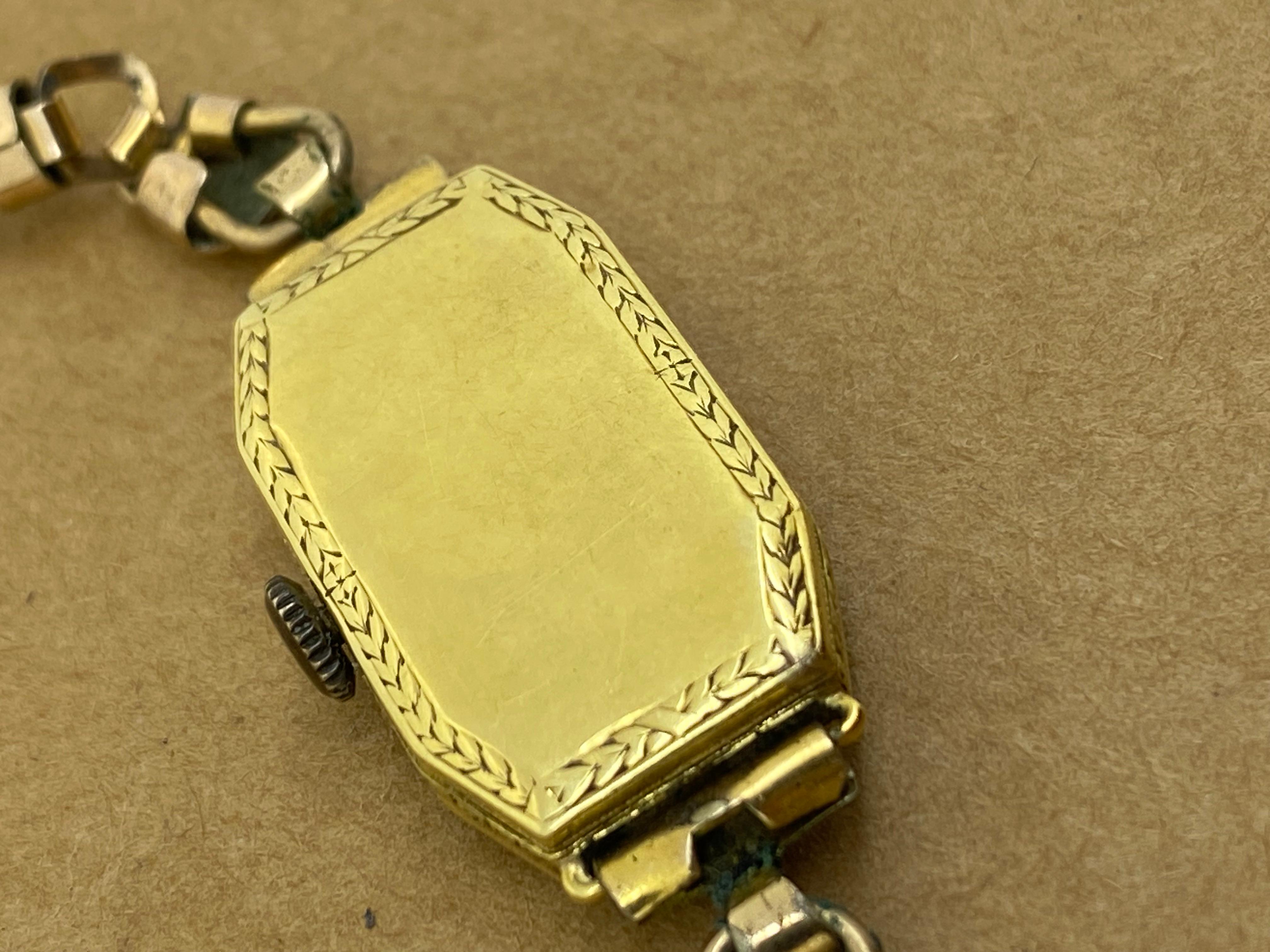 Women's Art-Deco c1930's 18K Gold Black Enamel Tonneau Swiss Ladies’ Cocktail Watch For Sale