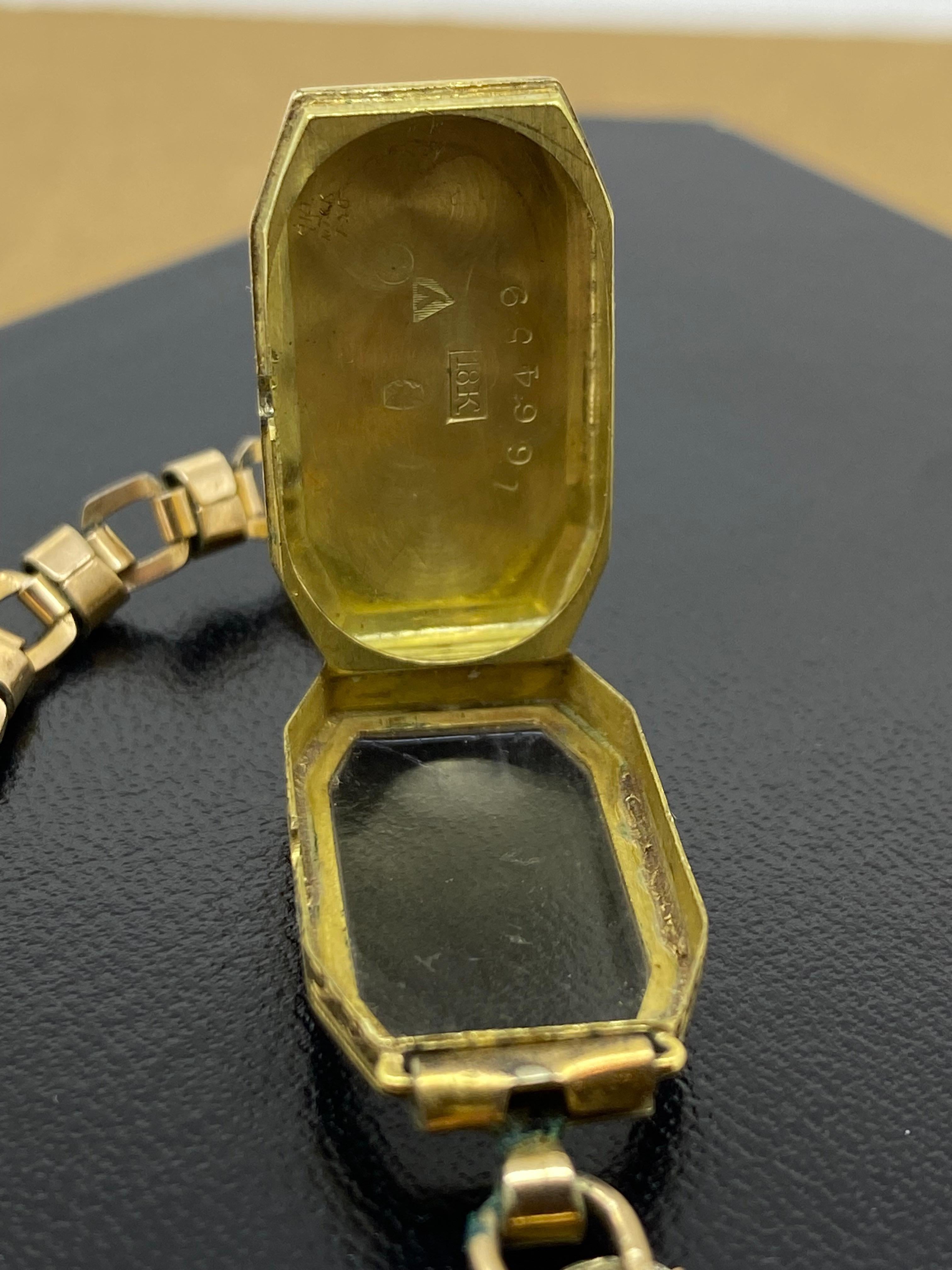Art-Deco c1930's 18K Gold Black Enamel Tonneau Swiss Ladies’ Cocktail Watch For Sale 1