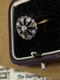 Art-Deco c1930's 18K Rose Gold & Old-European Cut Diamond Cluster Flower Ring