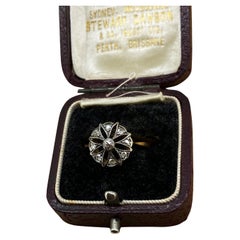 Art-Deco c1930's 18K Rose Gold & Old-European Cut Diamond Cluster Flower Ring