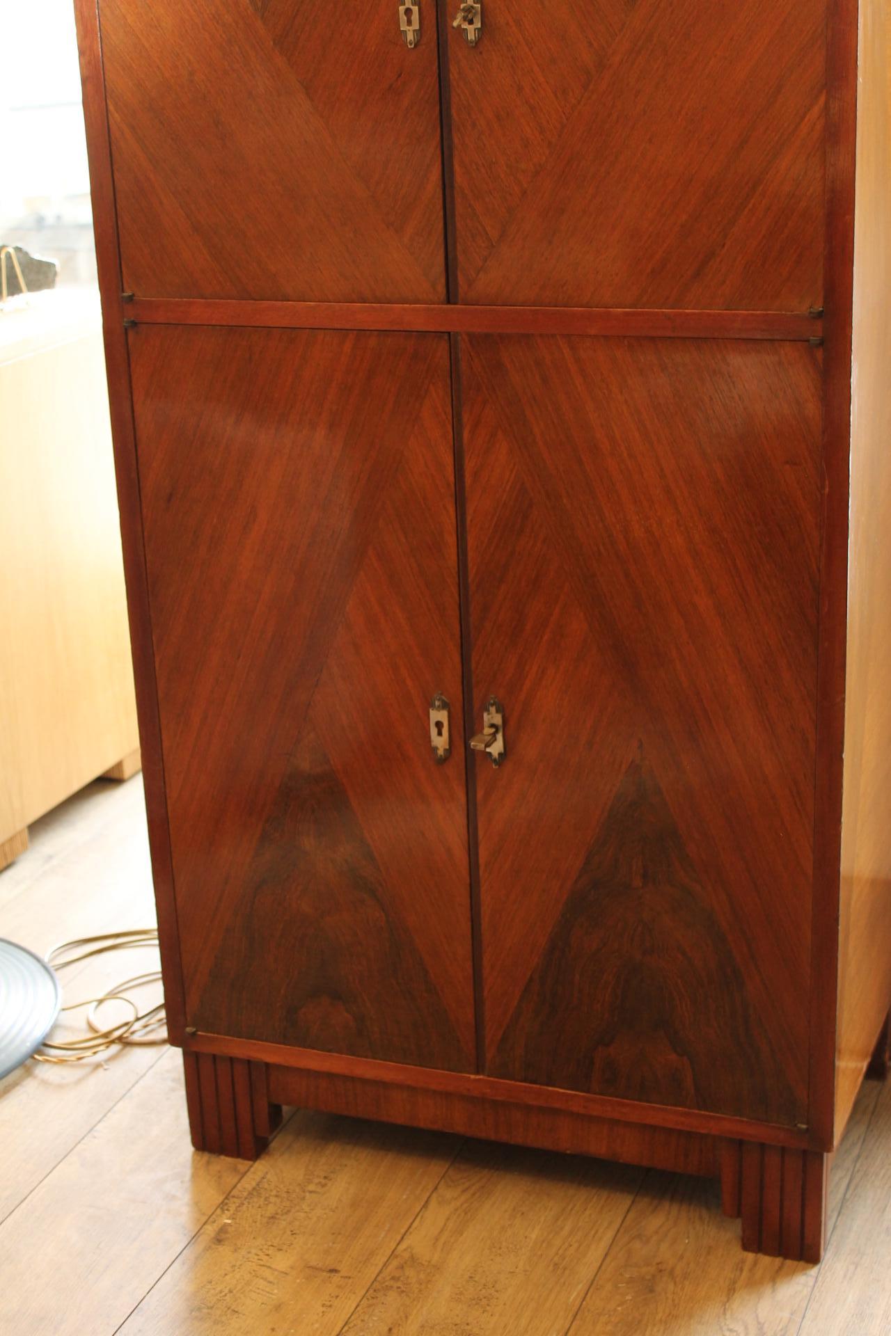 Marquetry Art deco cabinet, 1930, French For Sale