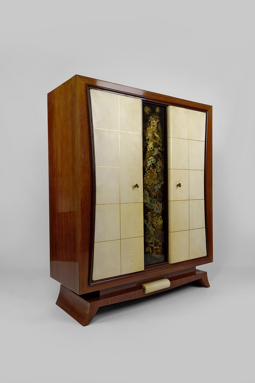 Art Deco cabinet / bar / bookcase attributed to Baptistin Spade, France In Good Condition For Sale In VÉZELAY, FR