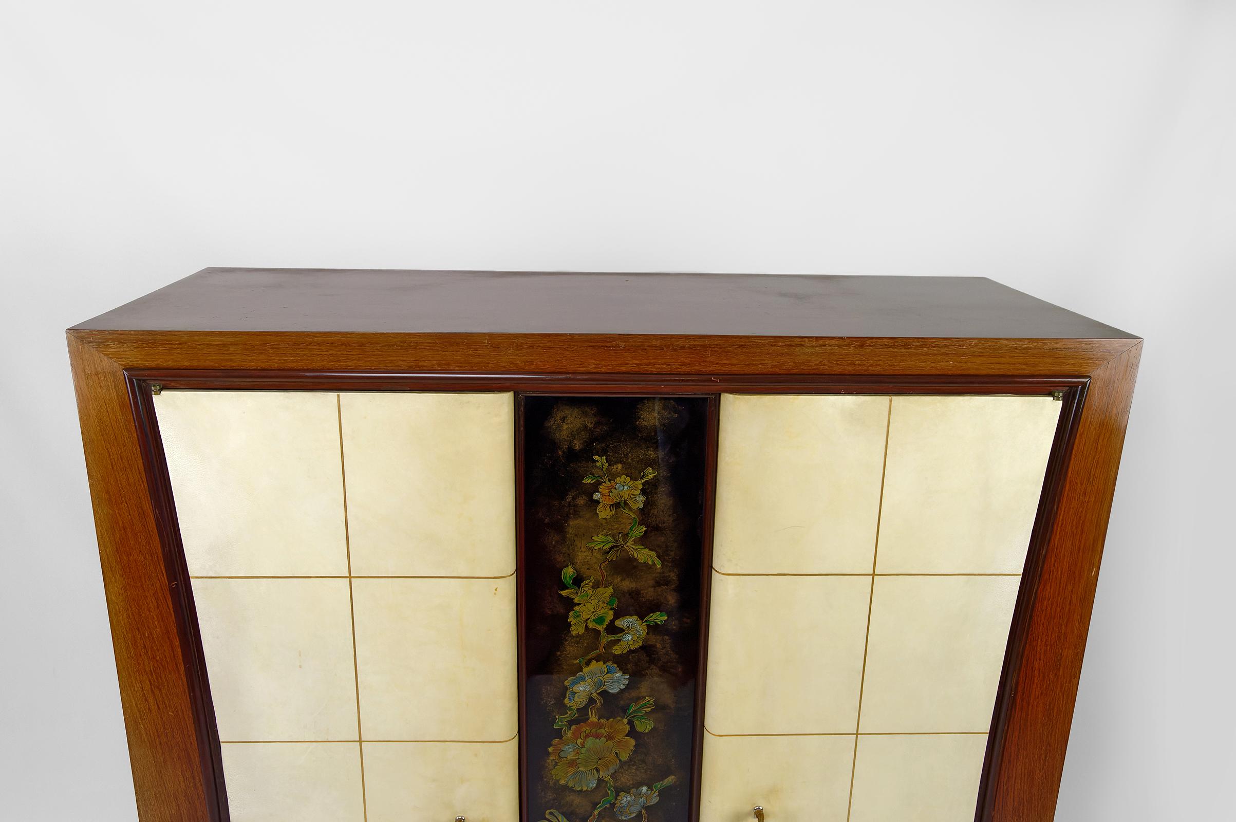 Wood Art Deco cabinet / bar / bookcase attributed to Baptistin Spade, France For Sale