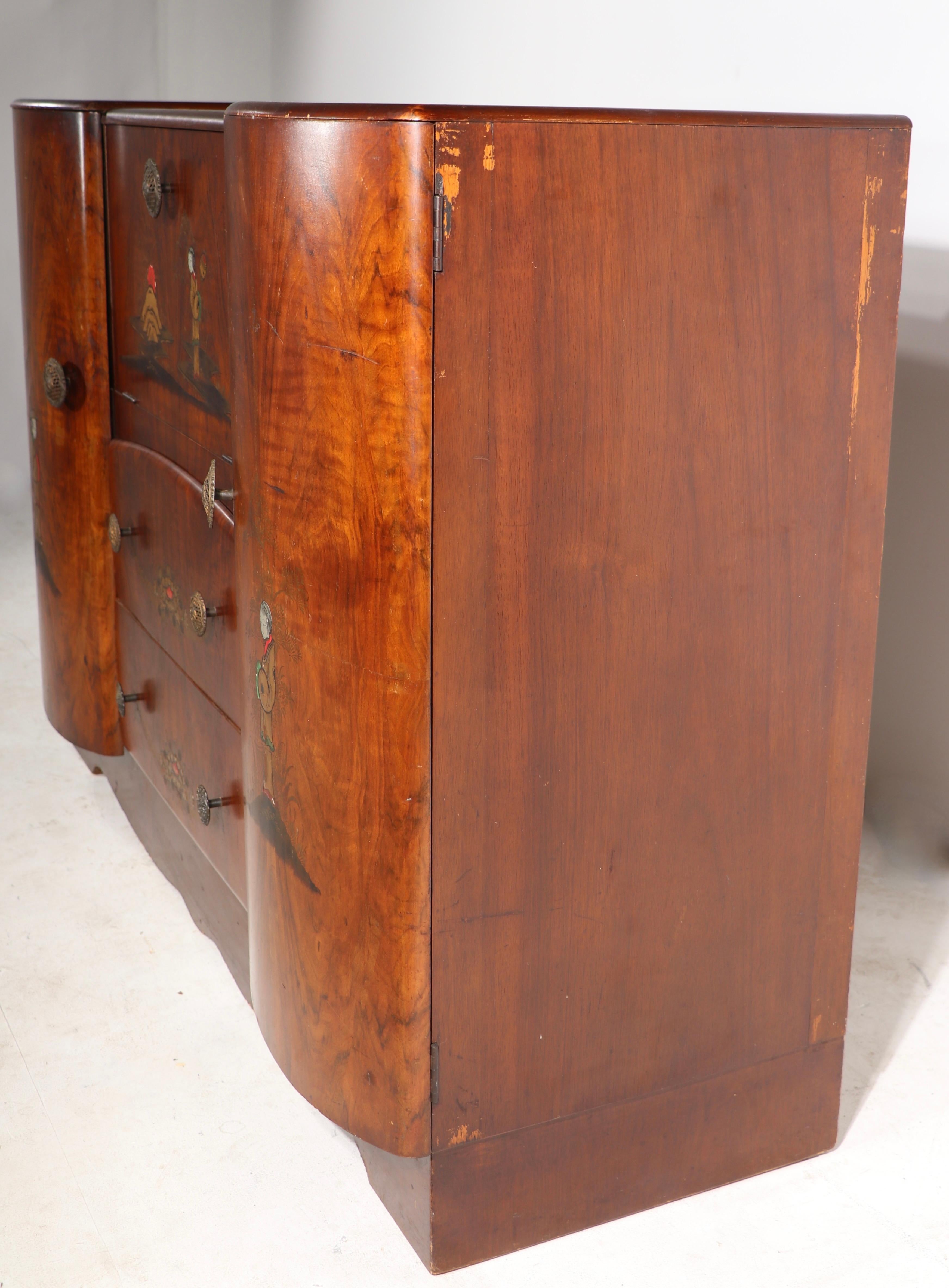 Art Deco Cabinet Bar with Japanese Figures as Decorative Motifs 6