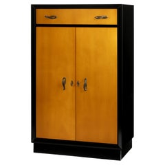 Art Deco Cabinet Black Lacquer Cupboard, 1940s
