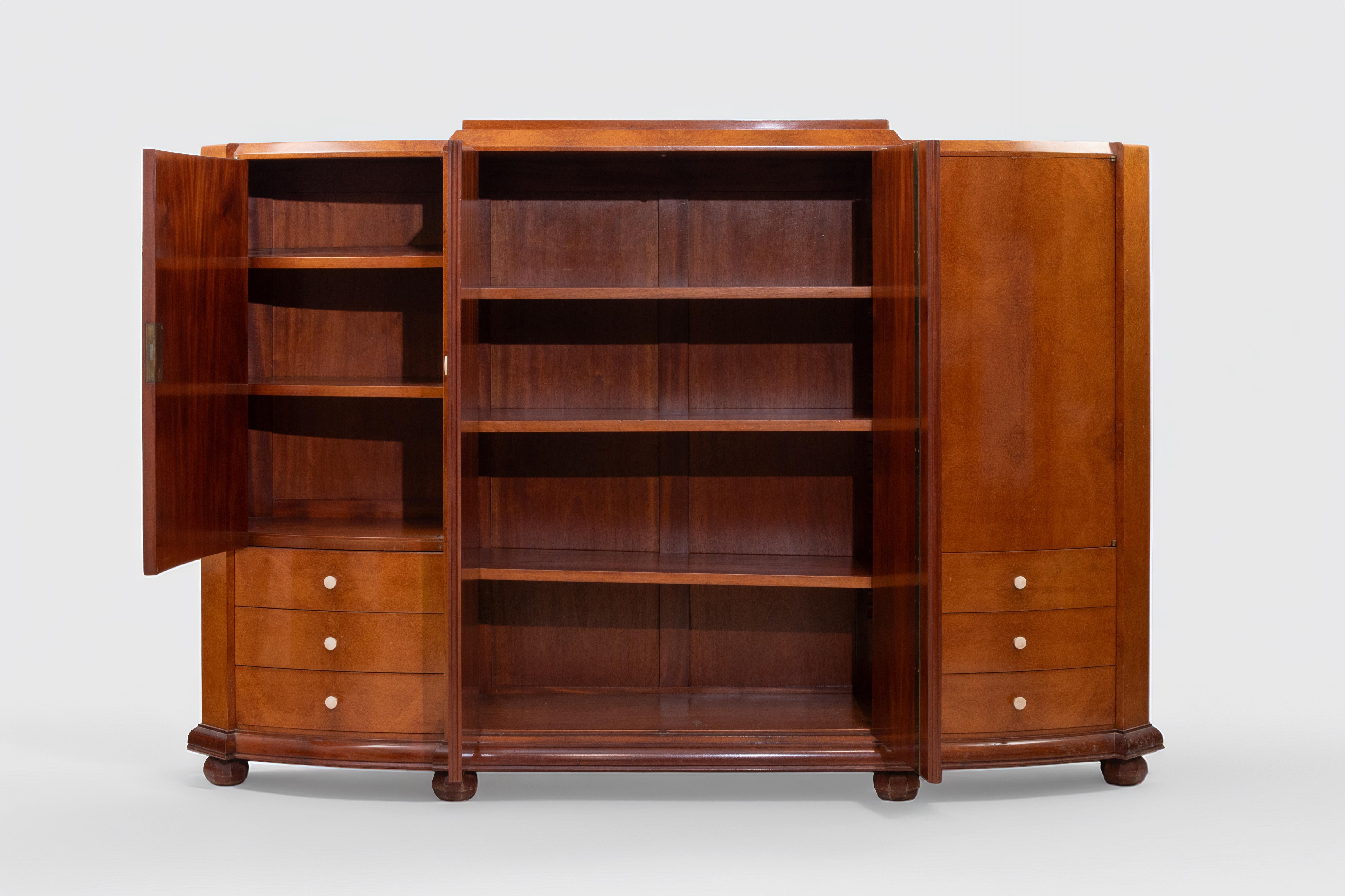 Lacquered Fine Art Deco Mahogany Cabinet, attributed to Jules Leleu, circa 1925 For Sale