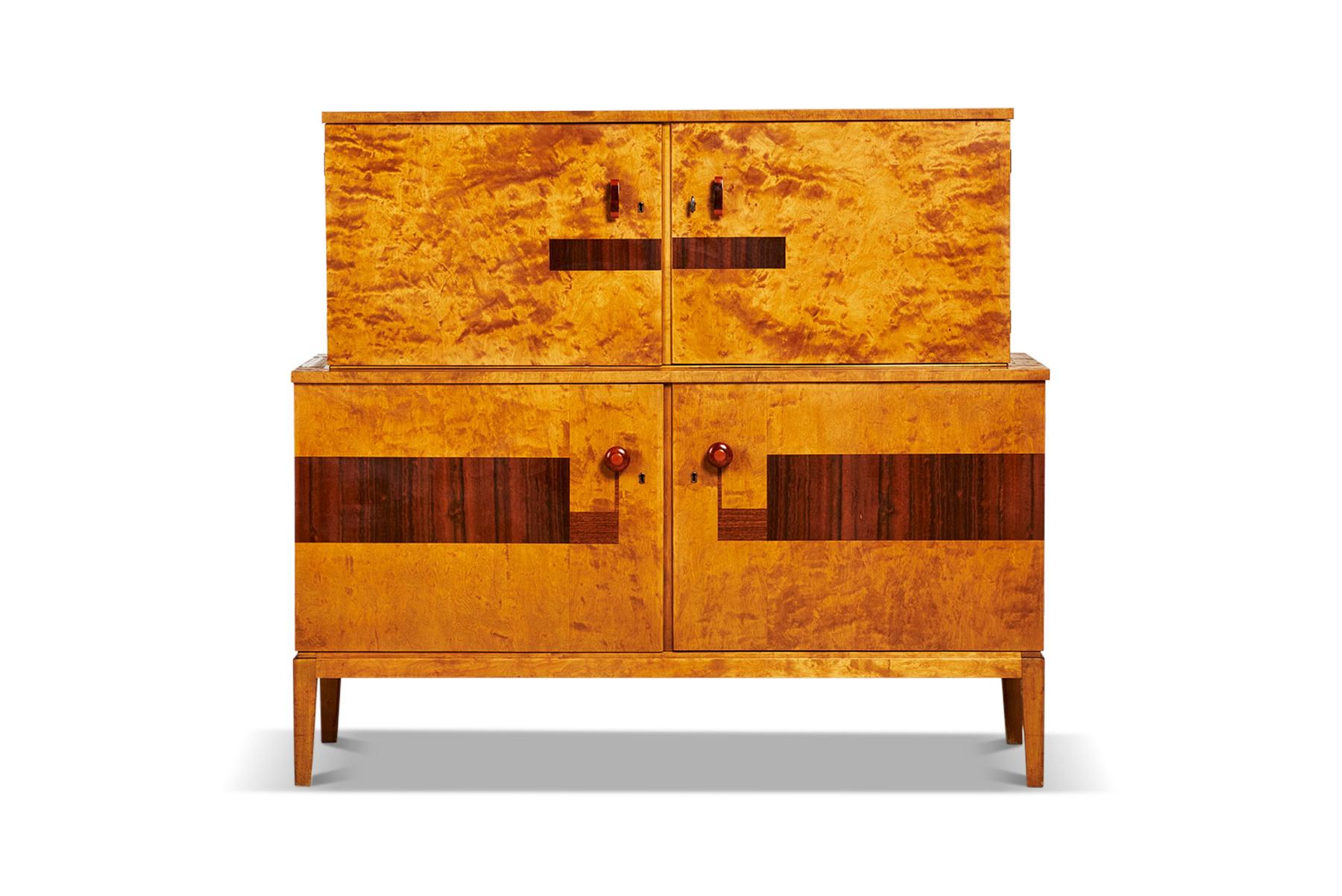 Art Deco Cabinet in Birch with Geometric Jacaranda Inlays 2