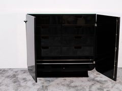 Art Deco Cabinet in Black with Hidden Drawers and Shoe Storage, France 1930s