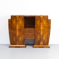 Art Deco Cabinet in Burl Walnut with Marble Table Top