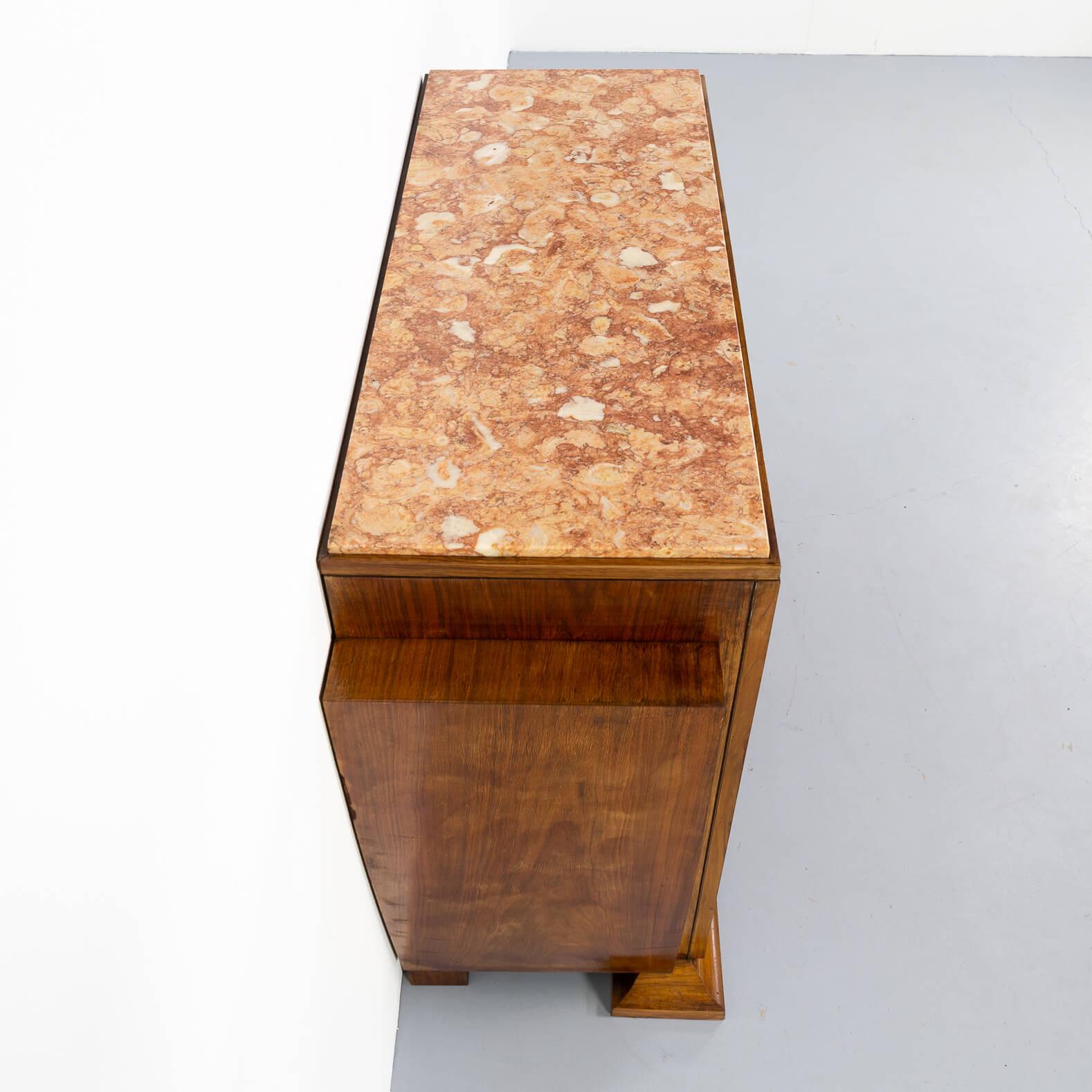 Art Deco Cabinet in Burl Walnut with Marble Table Top 3