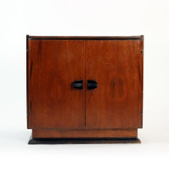 Art Deco Cabinet in Mahogany Veneer and Black Details Czechoslovakia, circa 1930
