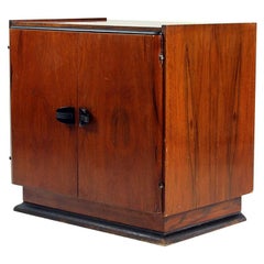 Art Deco Cabinet in Mahogany Veneer and Black Details Czechoslovakia, circa 1930