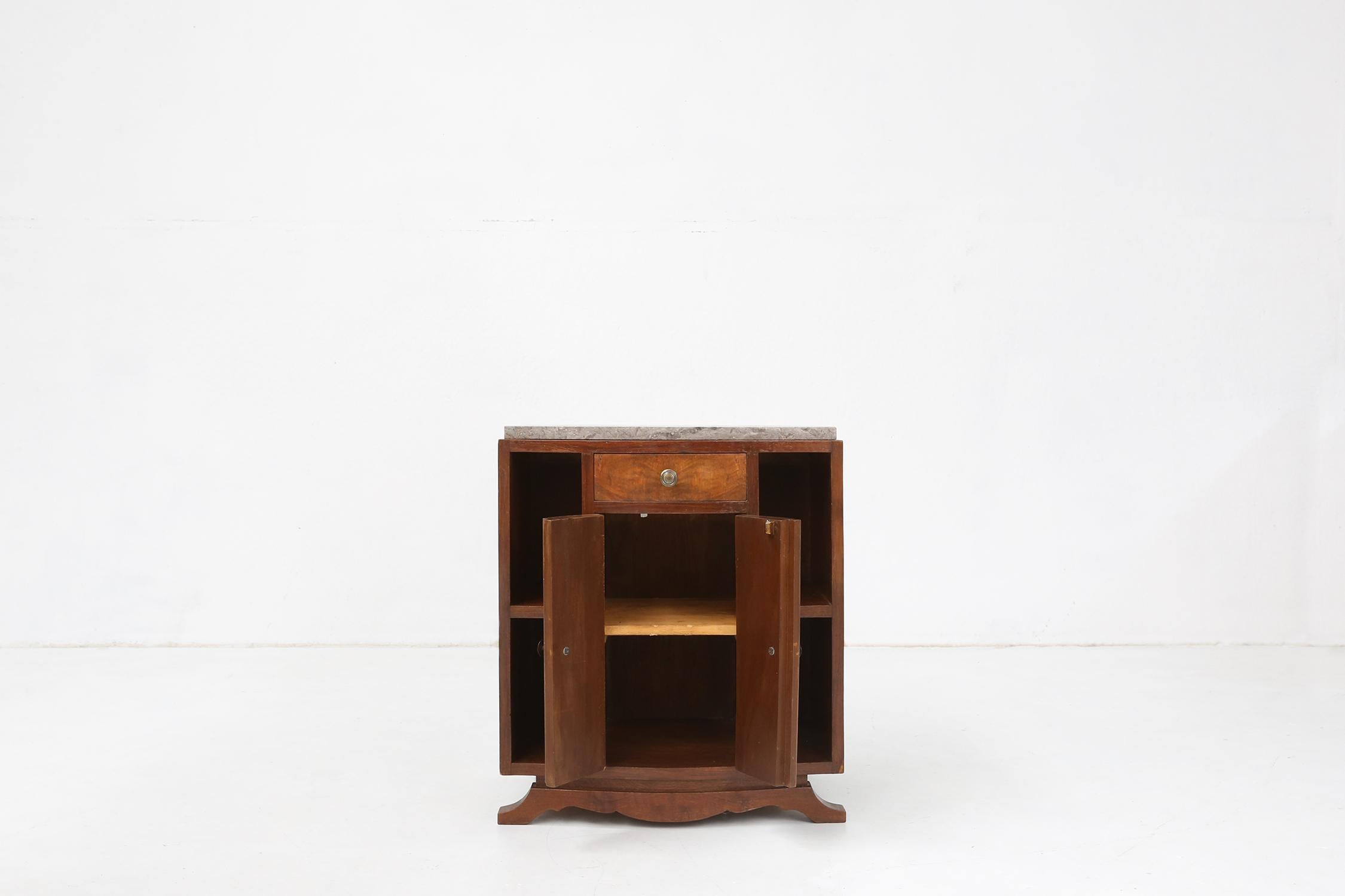 Meuble de rangement Art déco en bois avec plateau en marbre, France, vers 1930 en vente 1