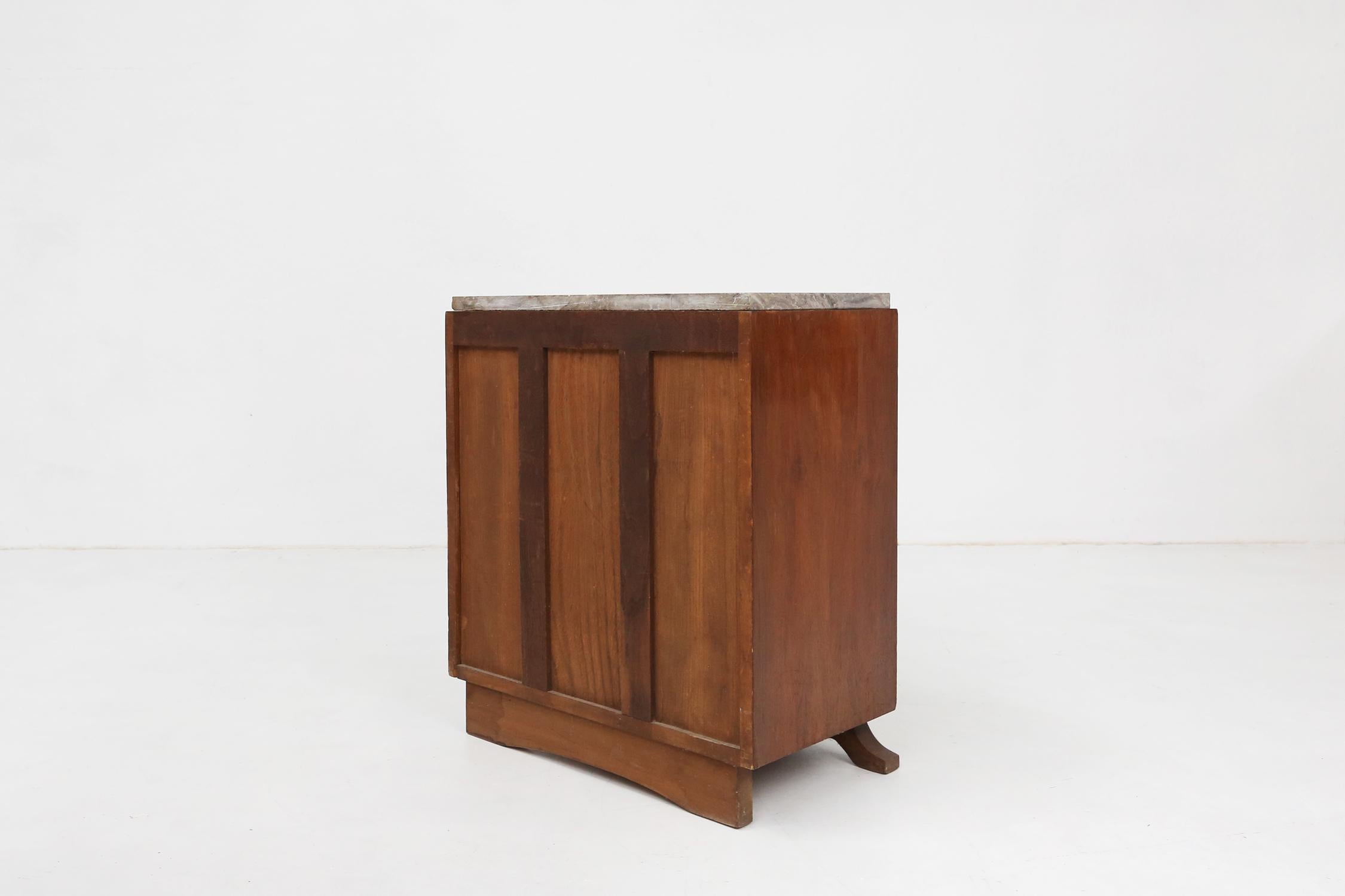 Meuble de rangement Art déco en bois avec plateau en marbre, France, vers 1930 en vente 4