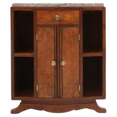 Vintage Art Deco cabinet in wood with marble top, France ca. 1930