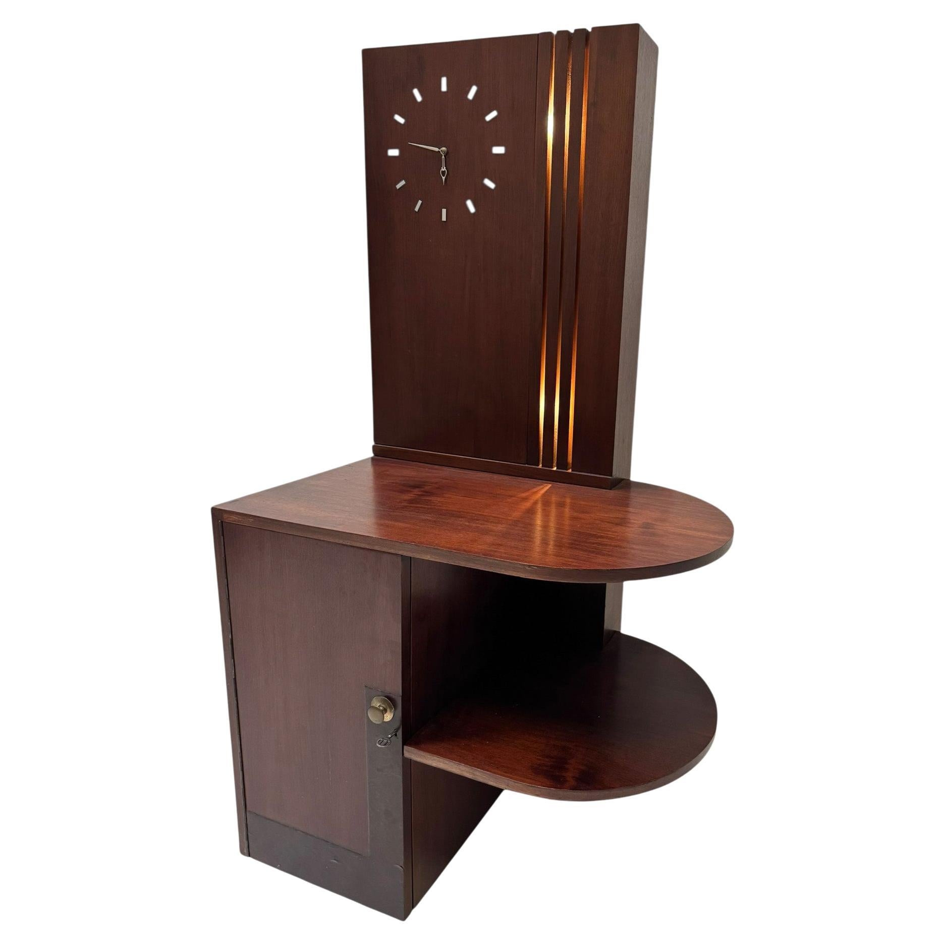 Art Deco Cabinet or Dry Bar with Clock, 1930s For Sale