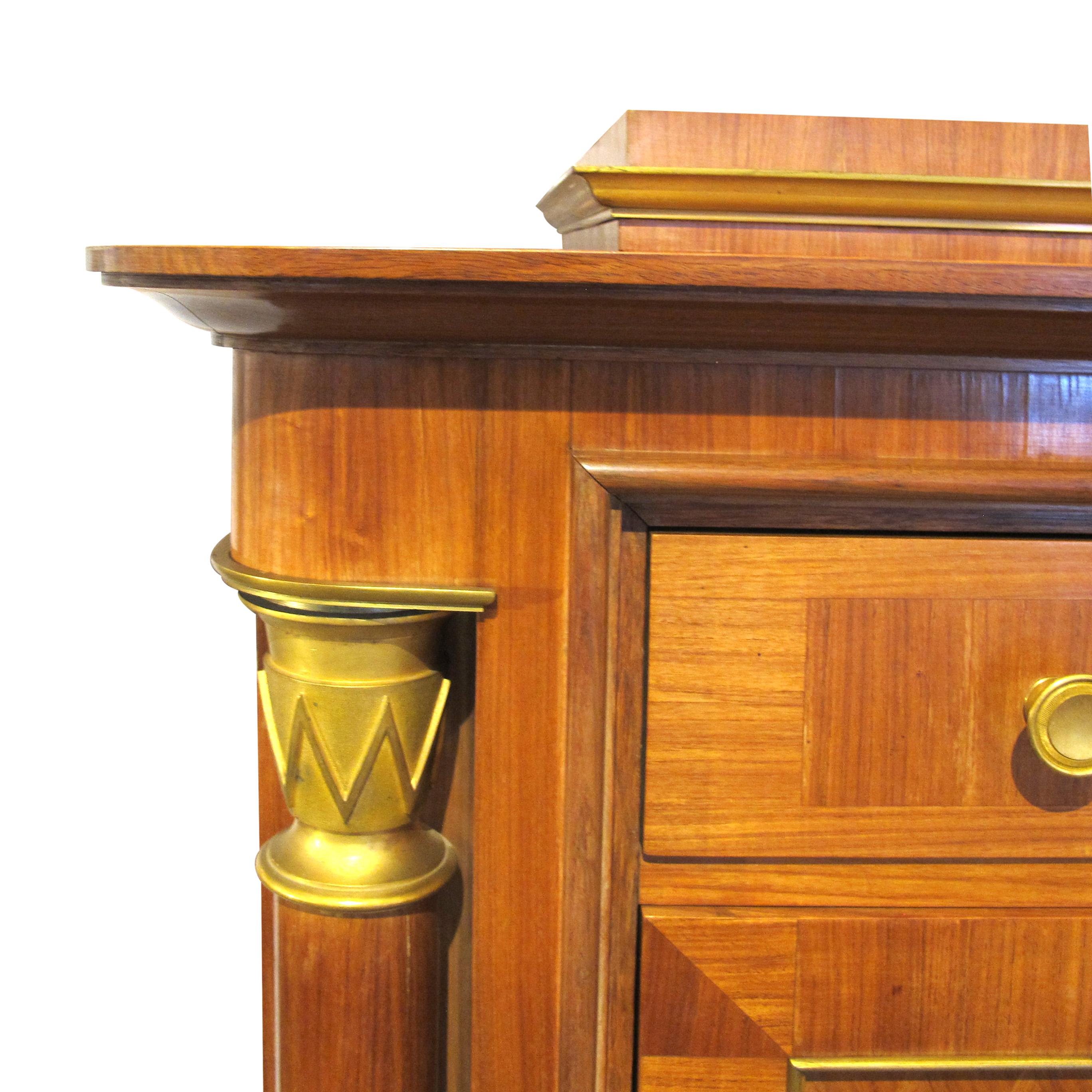 Art Deco Cabinet Secrétaire Attributed to Jules Leleu, Bronze Ornaments, French For Sale 2