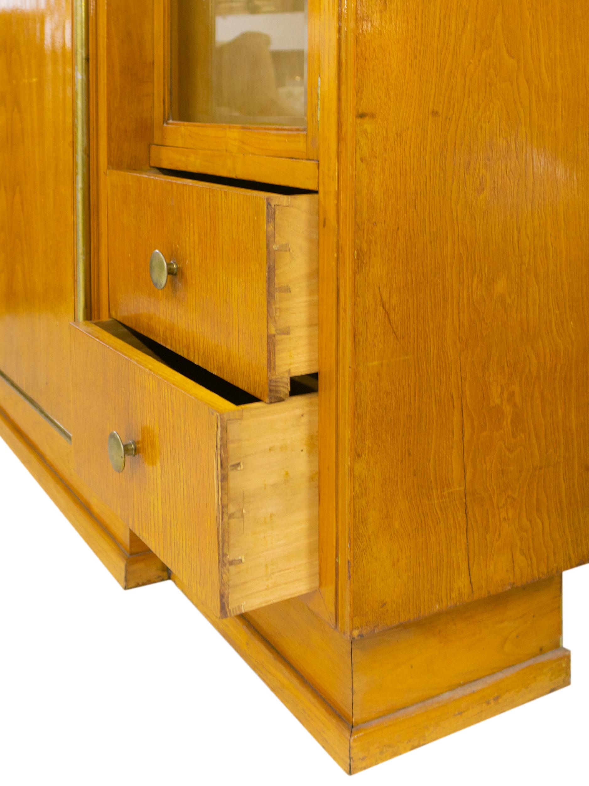 20th Century Art Deco Spruce Wood Cabinet Showcase, 1940s  For Sale