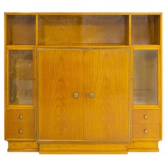 Vintage Art Deco Spruce Wood Cabinet Showcase, 1940s 