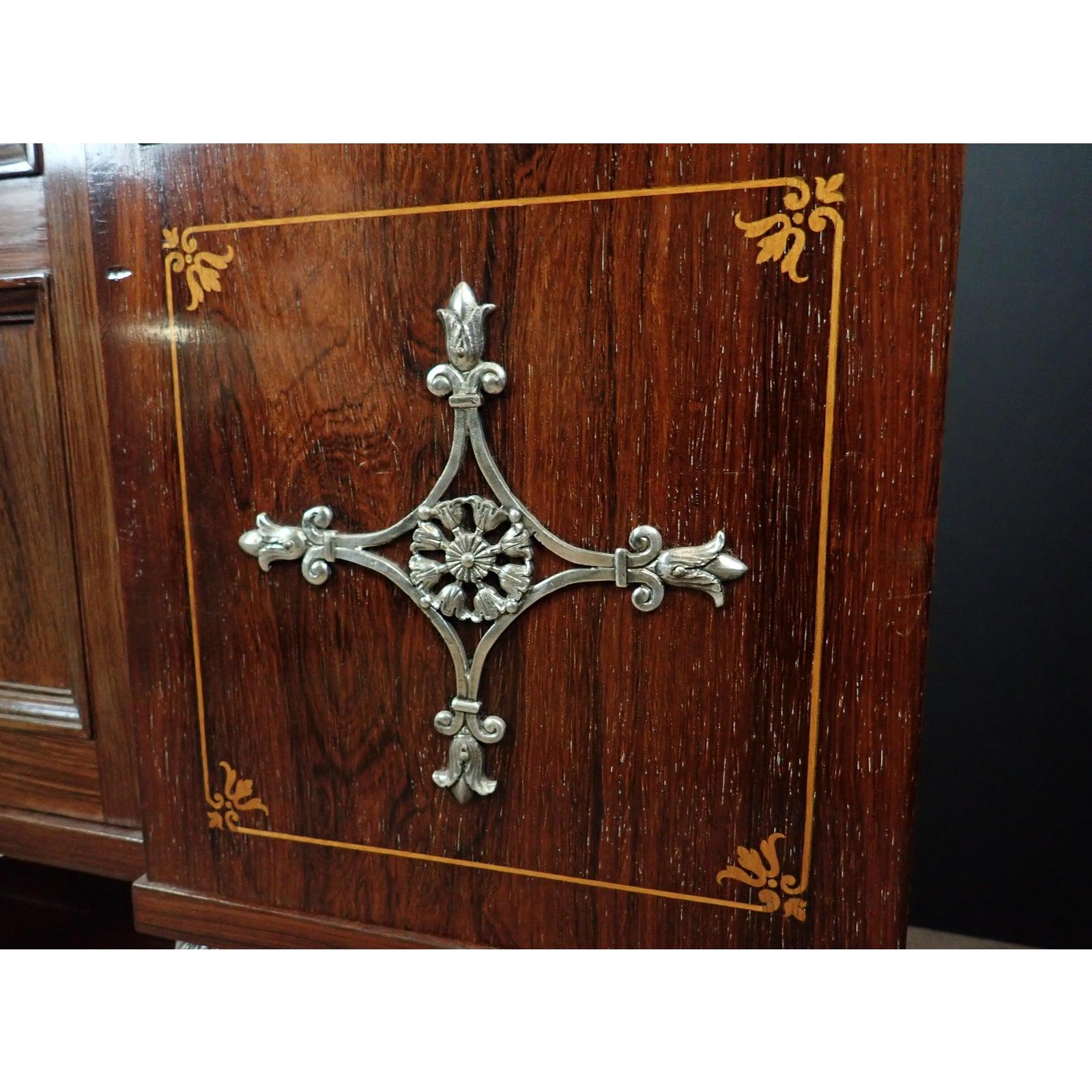  Art Deco Cabinet Silvered Bronze Mounted by Lingel Karoly In Good Condition In Norwood, NJ