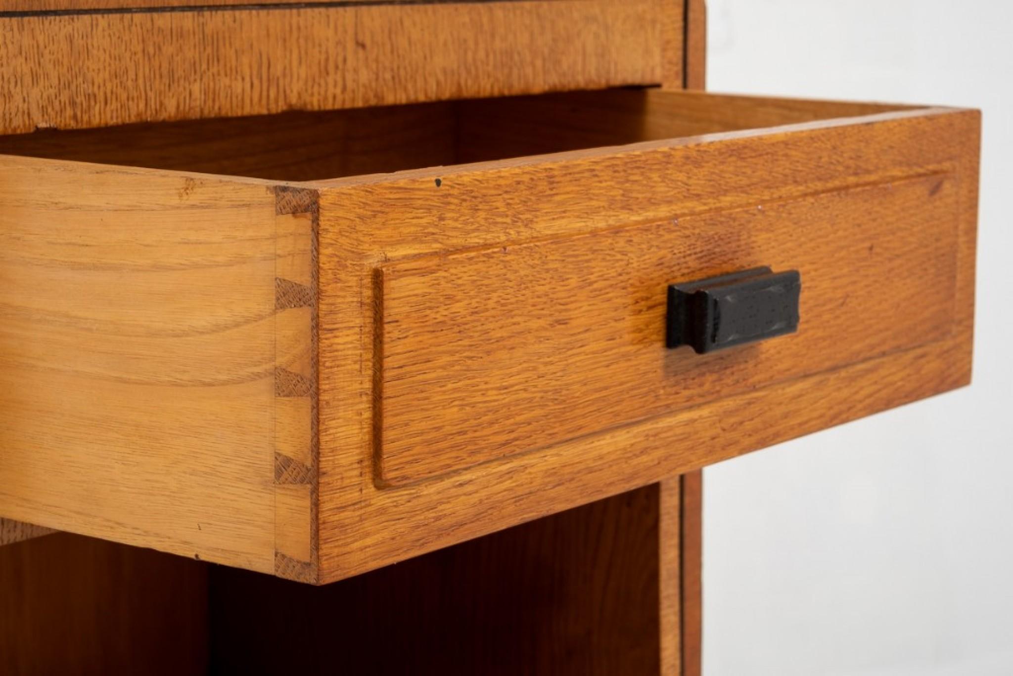 Walnut Art Deco Cabinet, Vintage 1930 Oak Side Table Chest