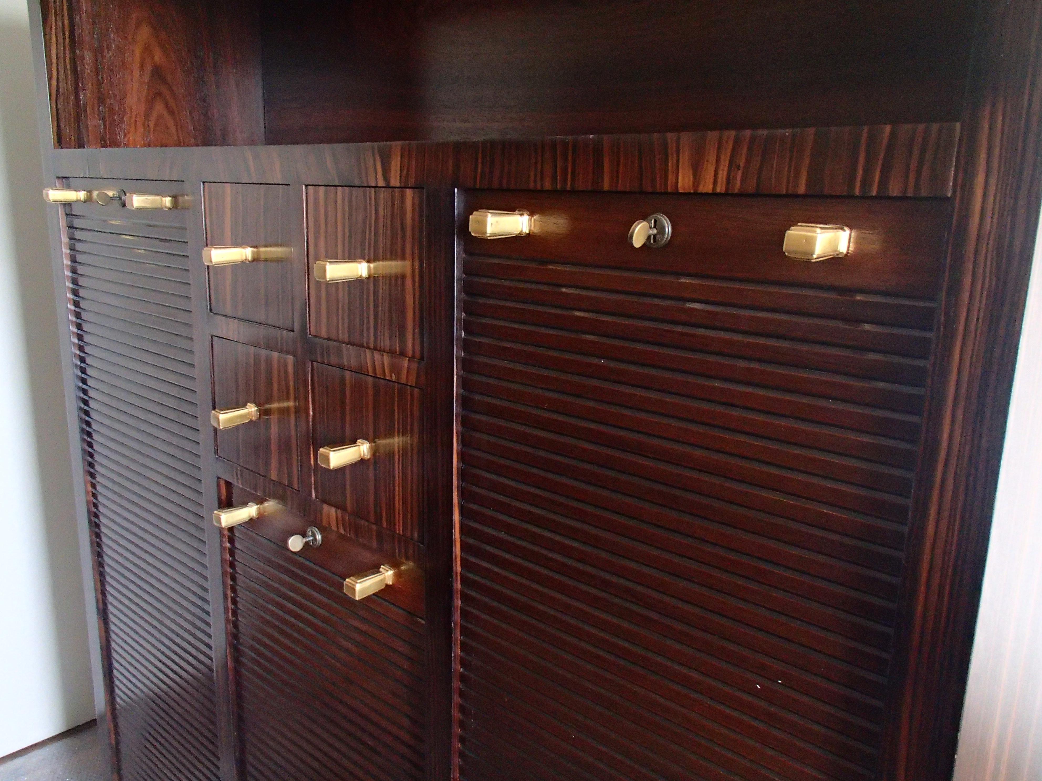 Art Deco Cabinet with 27 Big and 4 Small Drawers Oak with Ebene de Macassar For Sale 3