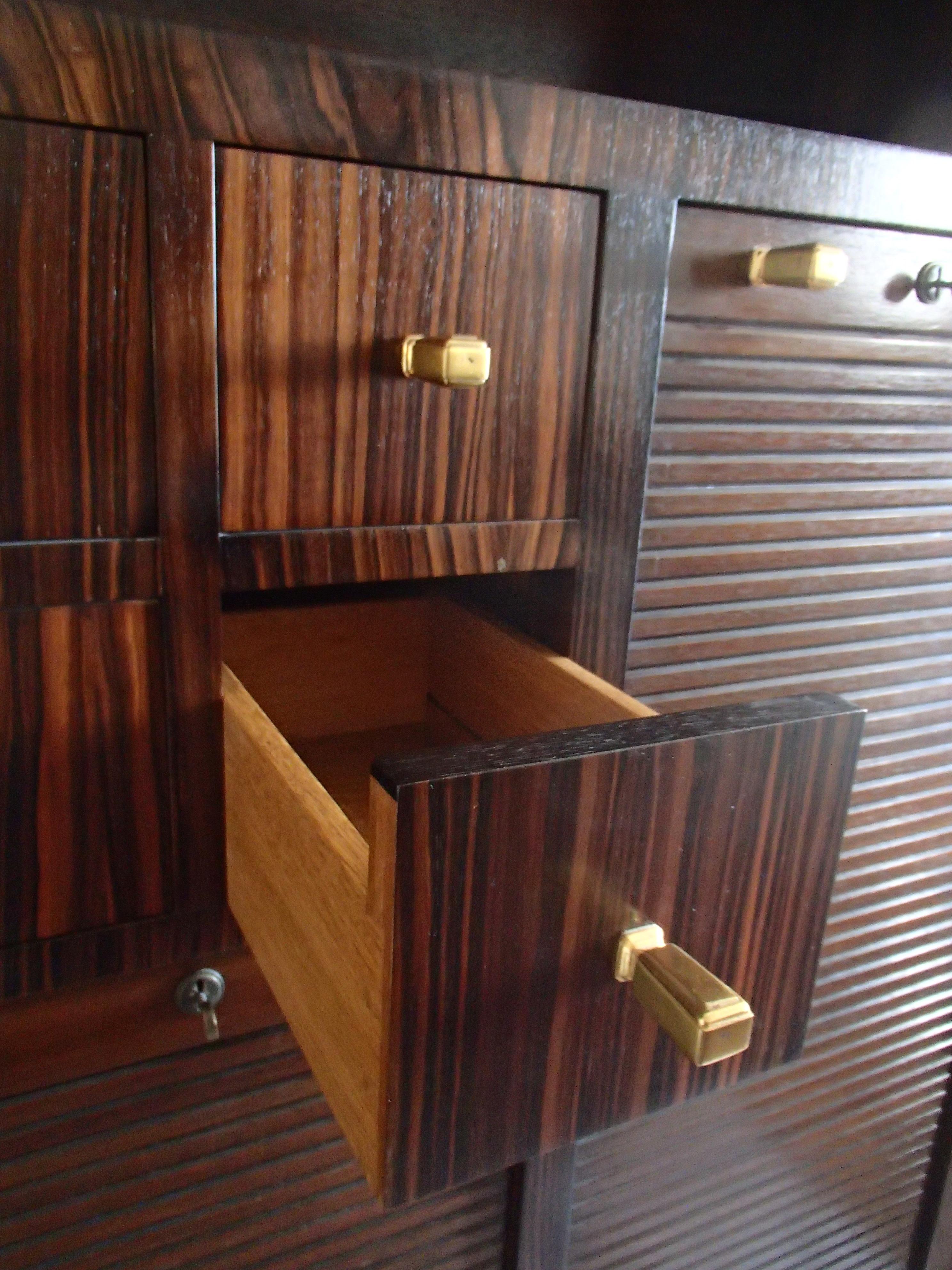 Art Deco Cabinet with 27 Big and 4 Small Drawers Oak with Ebene de Macassar For Sale 6