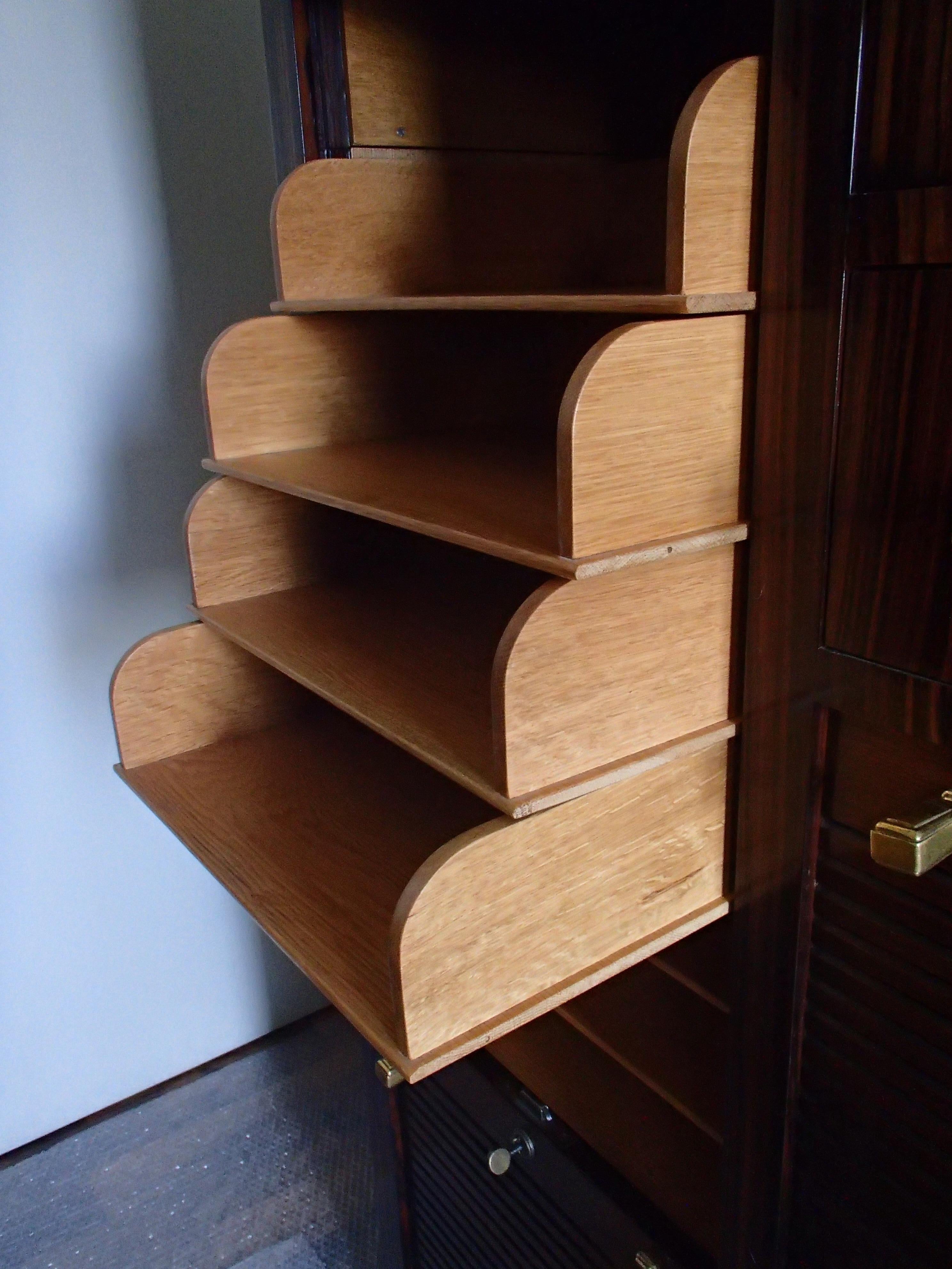 Art Deco Cabinet with 27 Big and 4 Small Drawers Oak with Ebene de Macassar For Sale 7