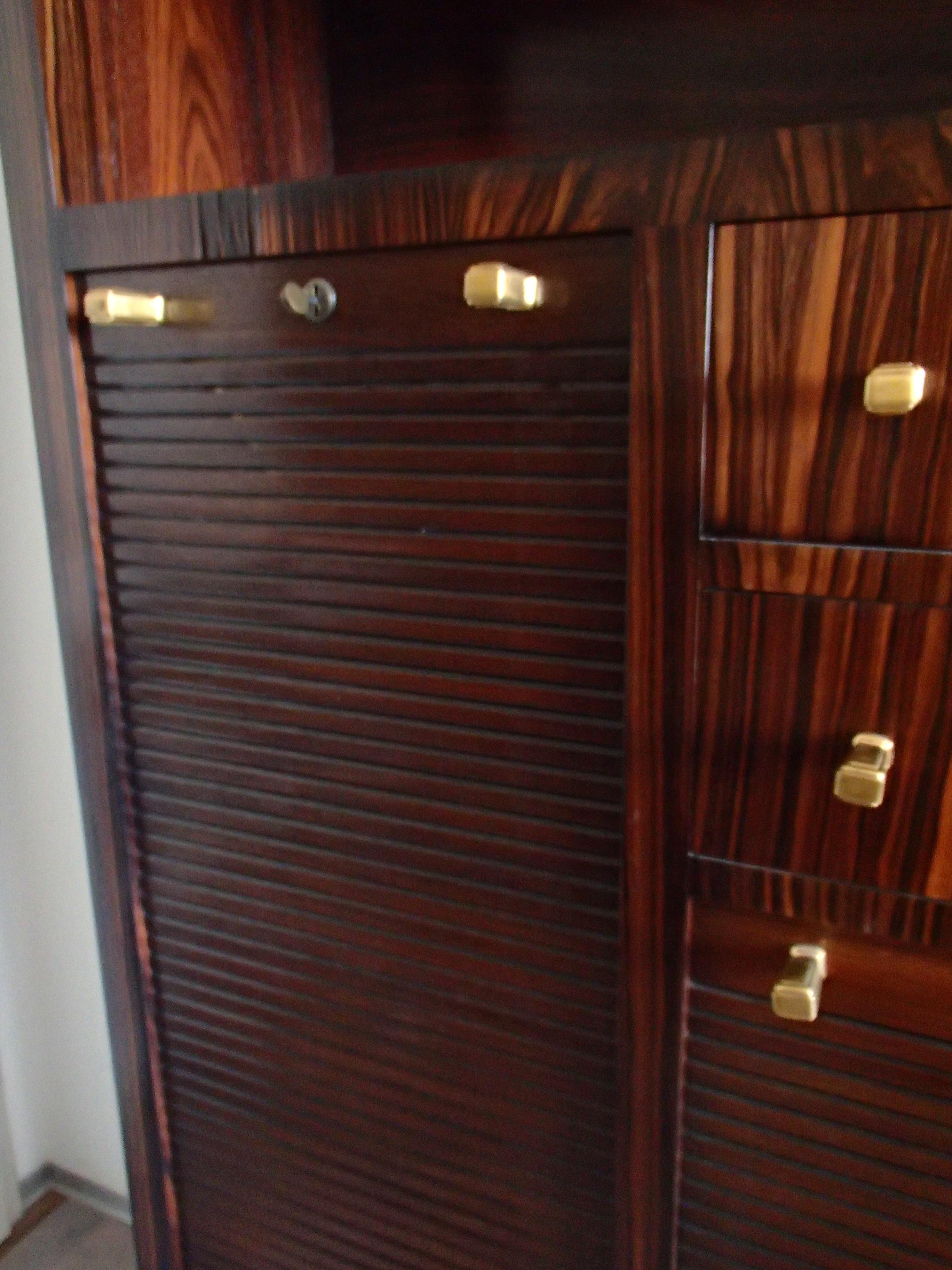 Art Deco Cabinet with 27 Big and 4 Small Drawers Oak with Ebene de Macassar For Sale 1