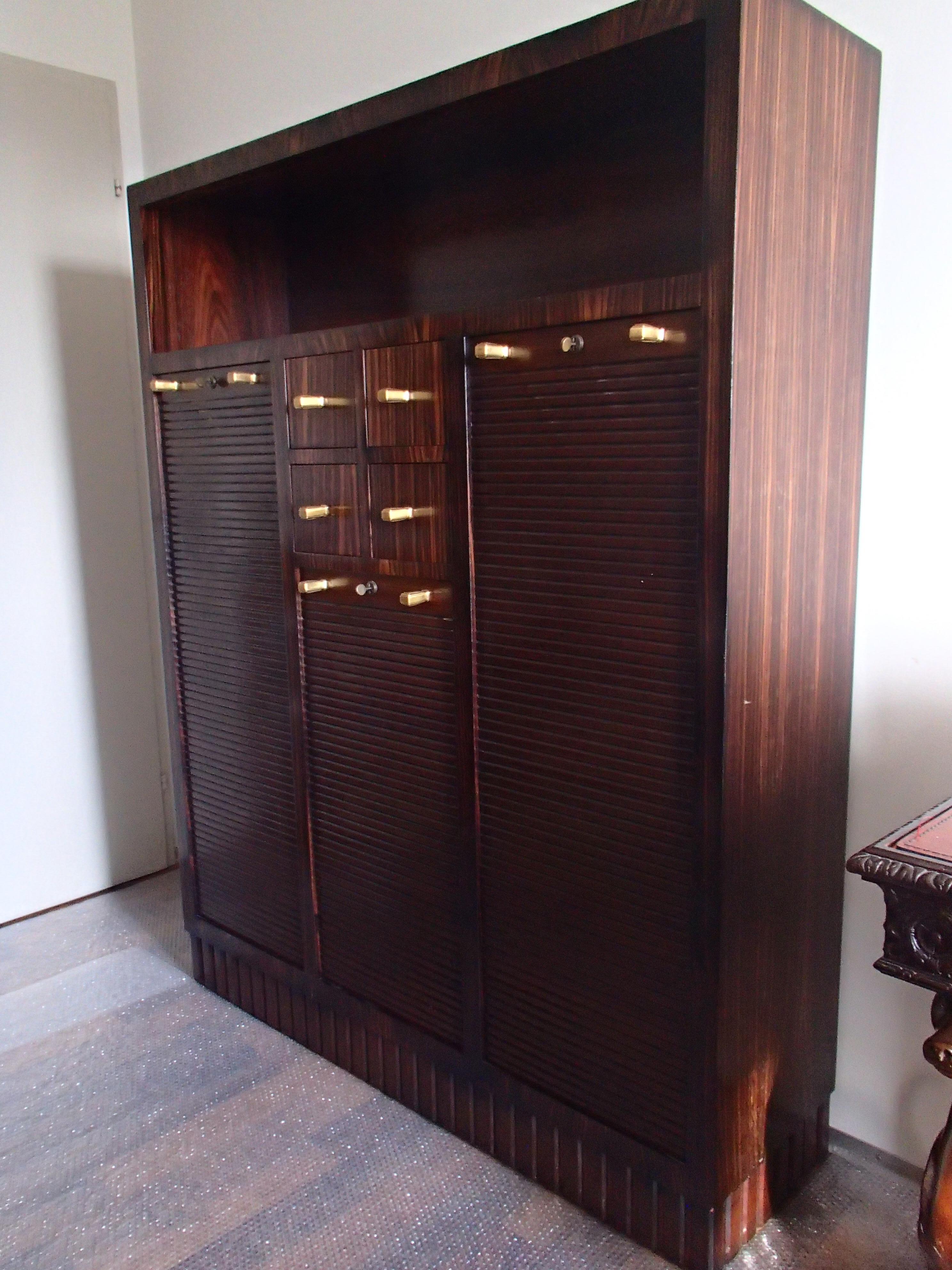 Art Deco Cabinet with 27 Big and 4 Small Drawers Oak with Ebene de Macassar For Sale 2