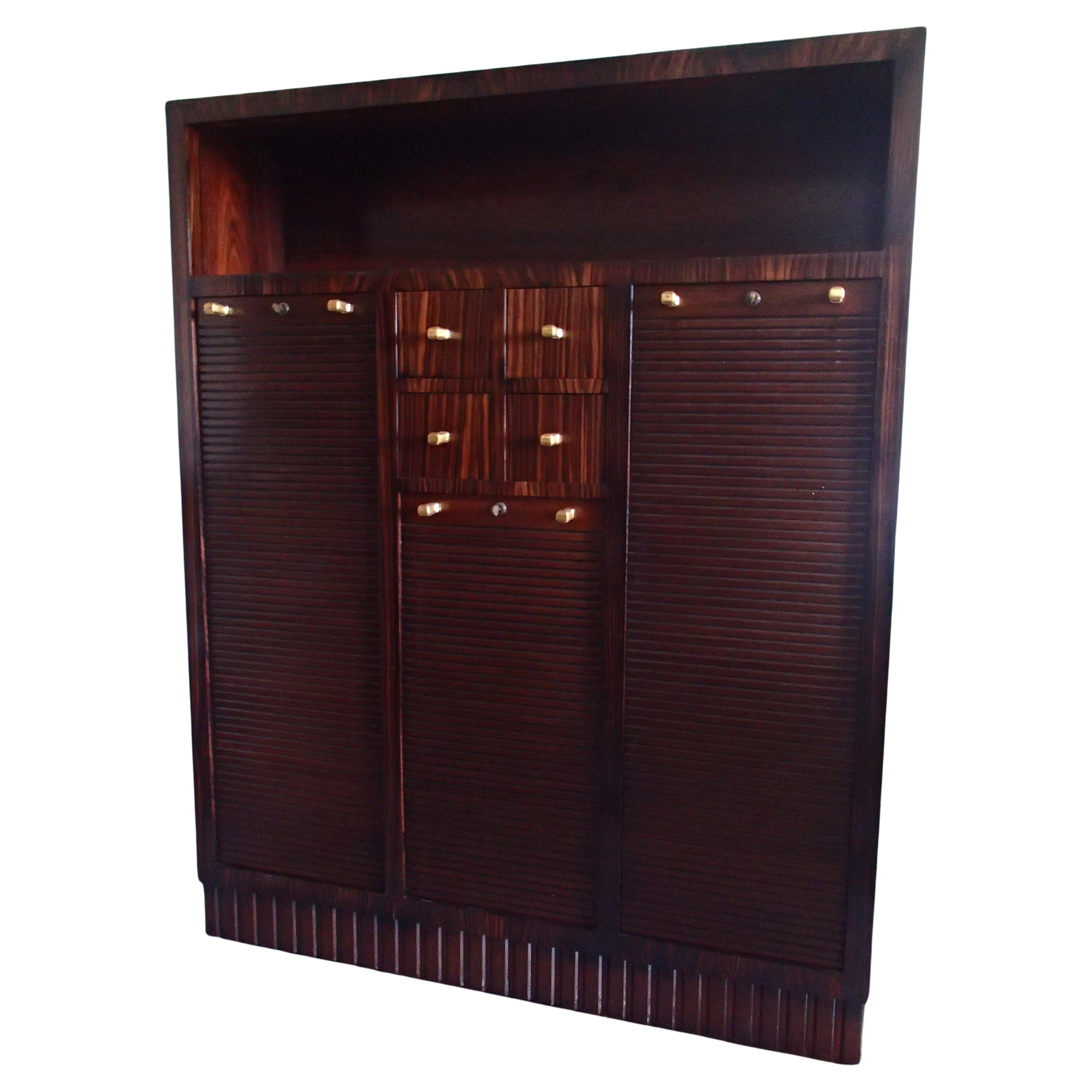 Art Deco Cabinet with 27 Big and 4 Small Drawers Oak with Ebene de Macassar For Sale
