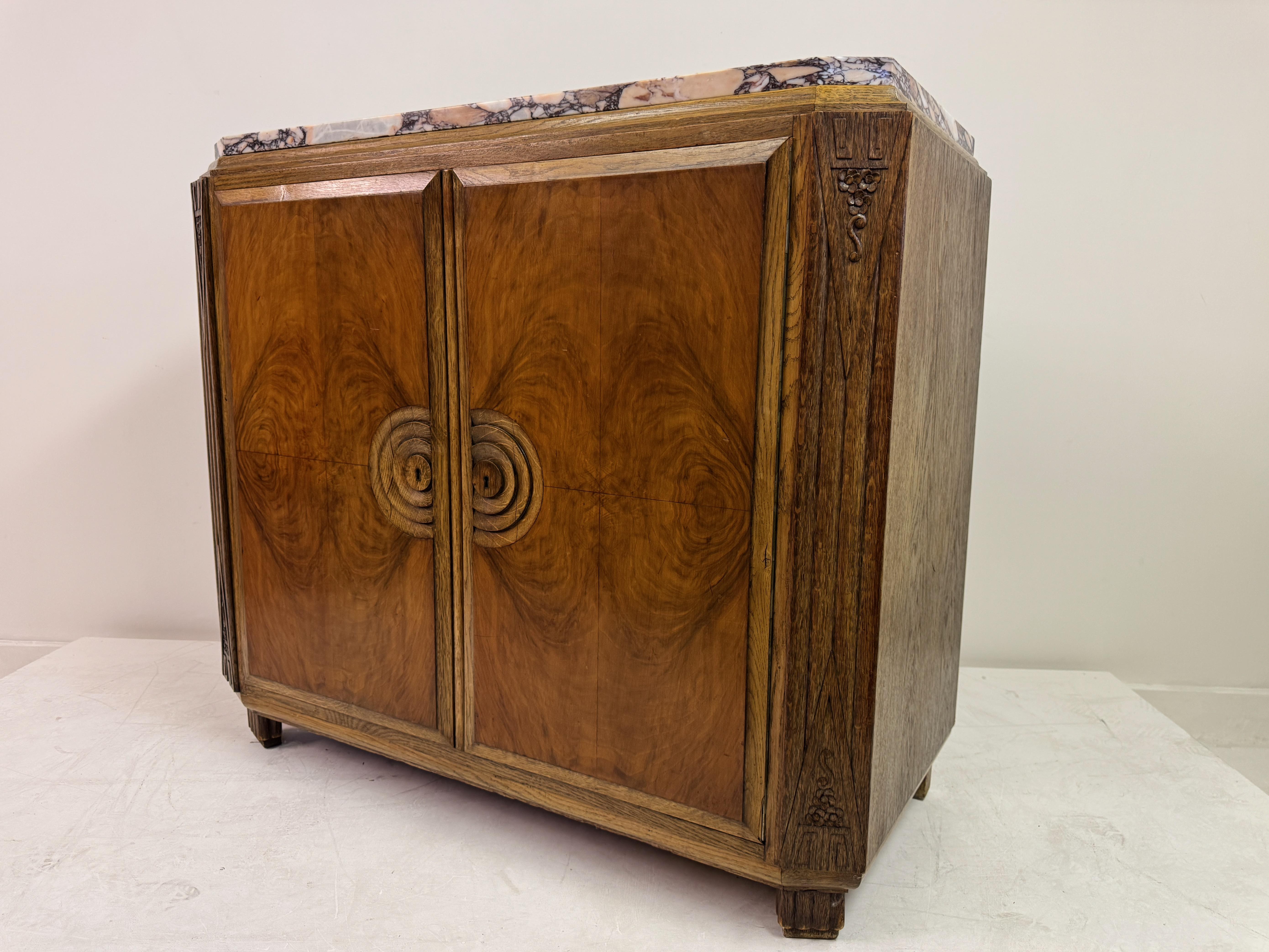Art Deco Cabinet with Marble Top, France, 1930s For Sale 6