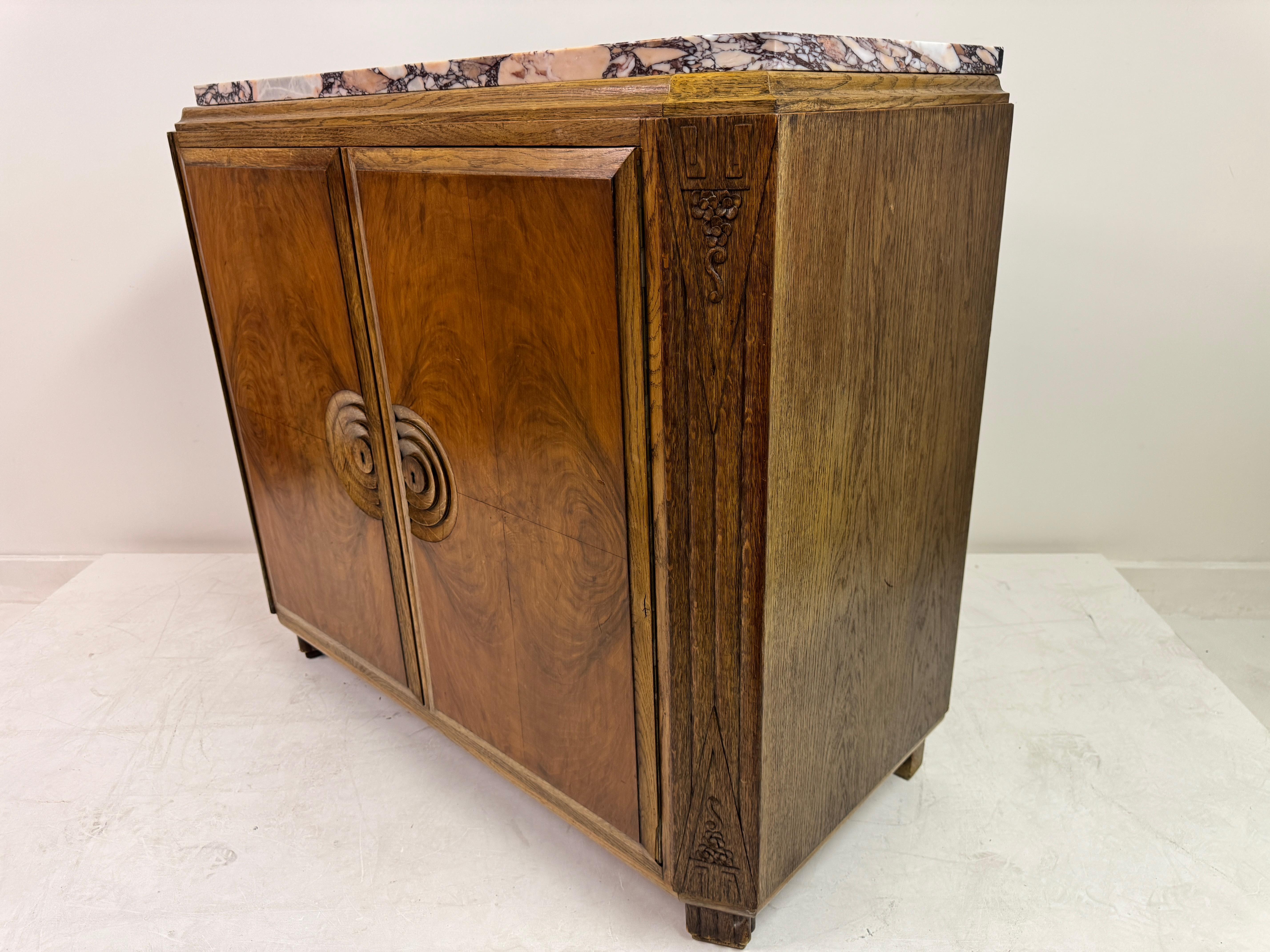 Art Deco Cabinet with Marble Top, France, 1930s For Sale 8