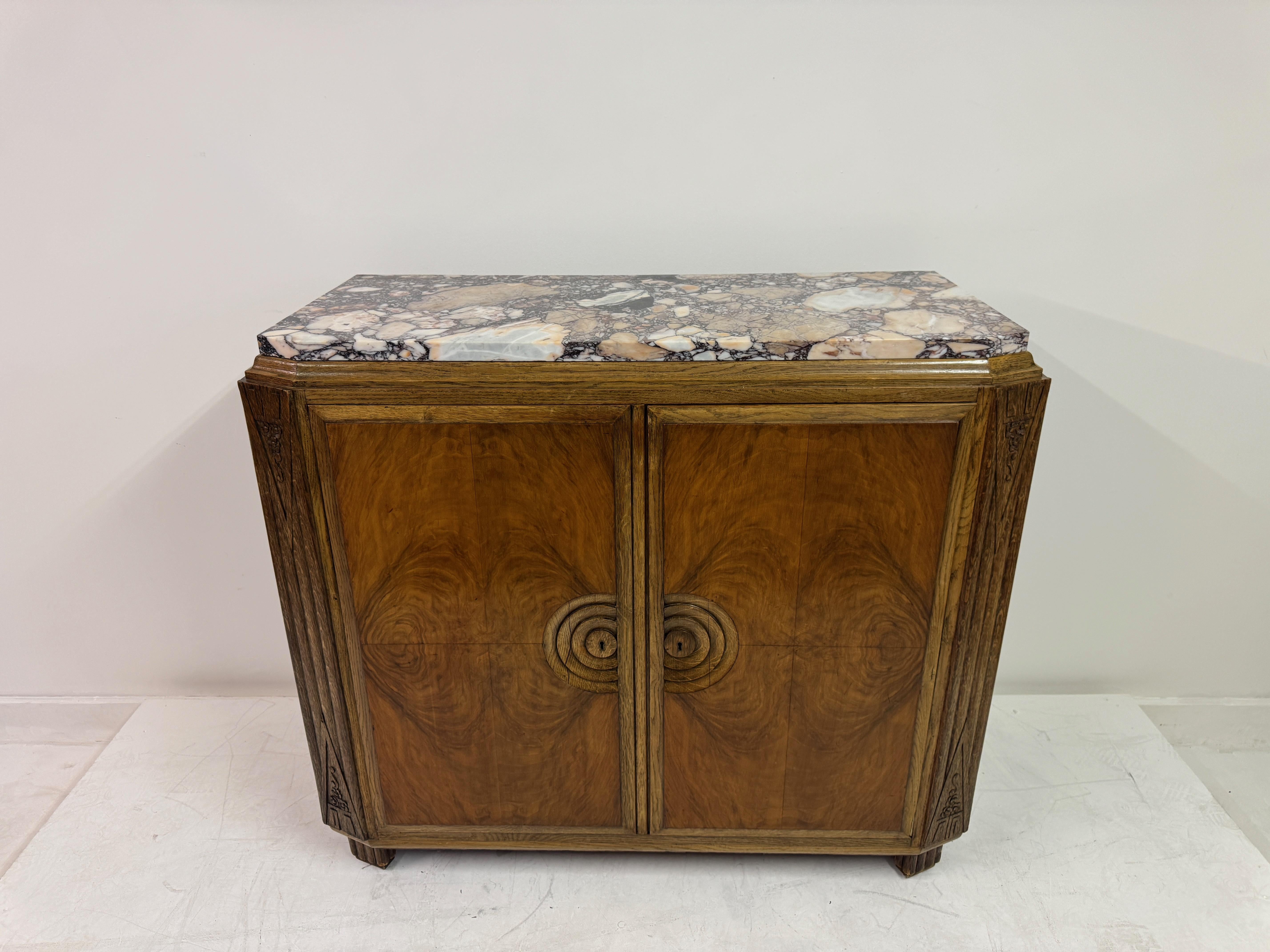 Art Deco Cabinet with Marble Top, France, 1930s For Sale 1