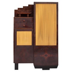 Art Deco Cabinet with Pleated Fabric Doors