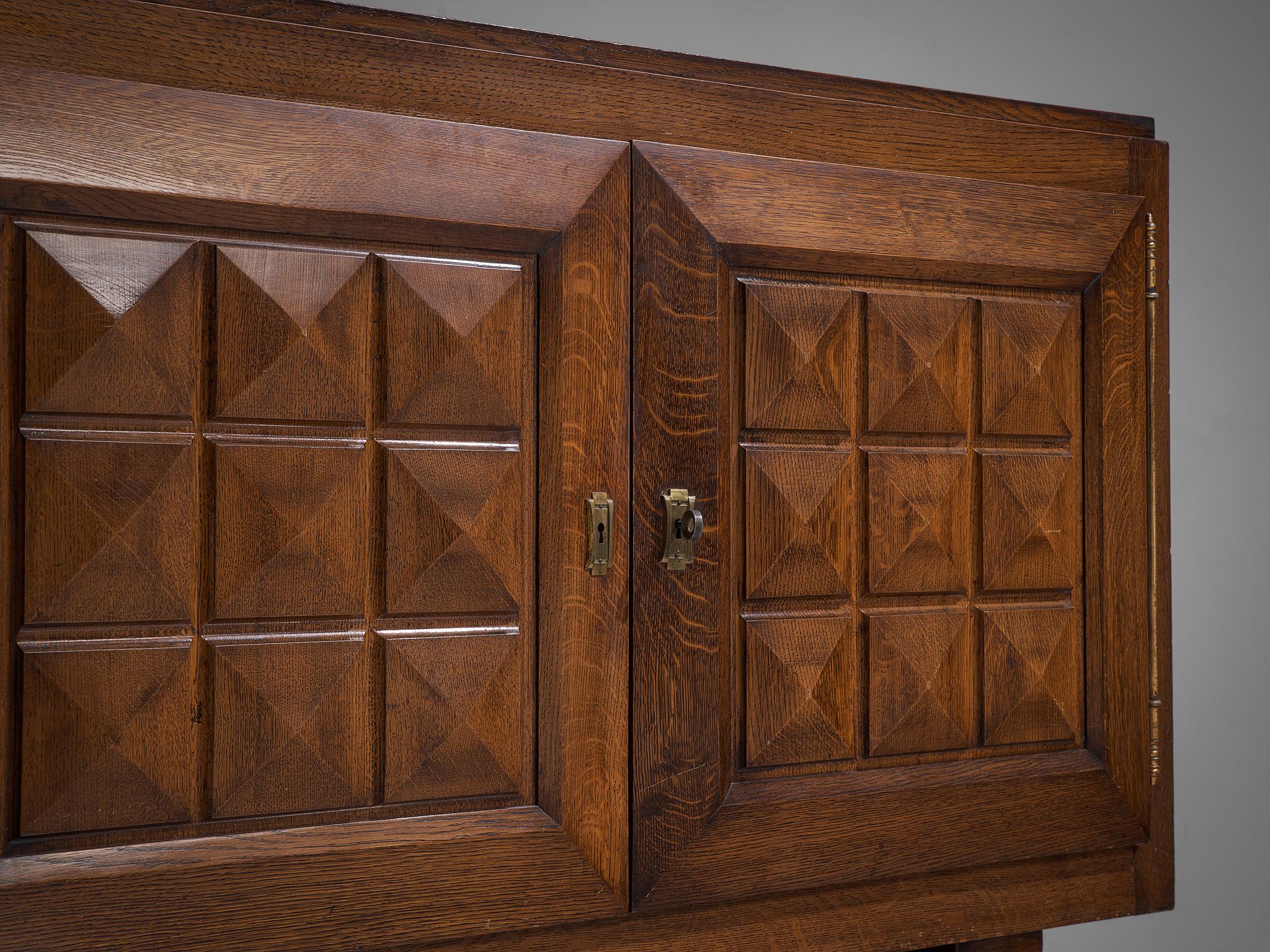 French Art Deco Graphical Cabinet in Stained Oak