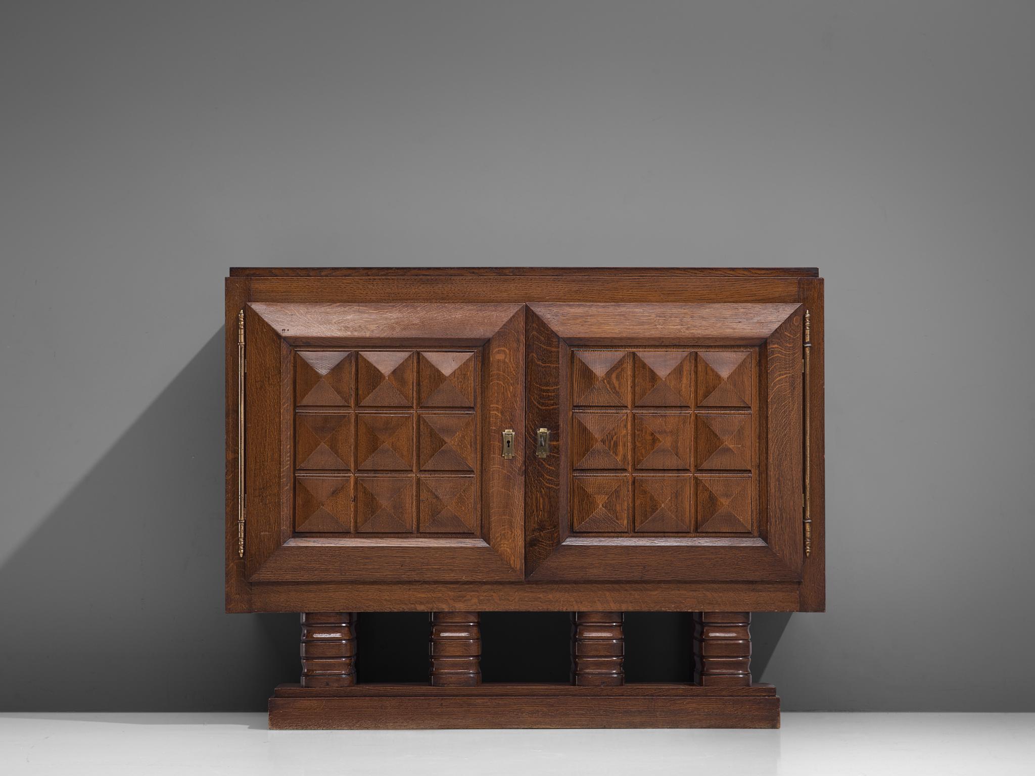 Mid-20th Century Art Deco Graphical Cabinet in Stained Oak