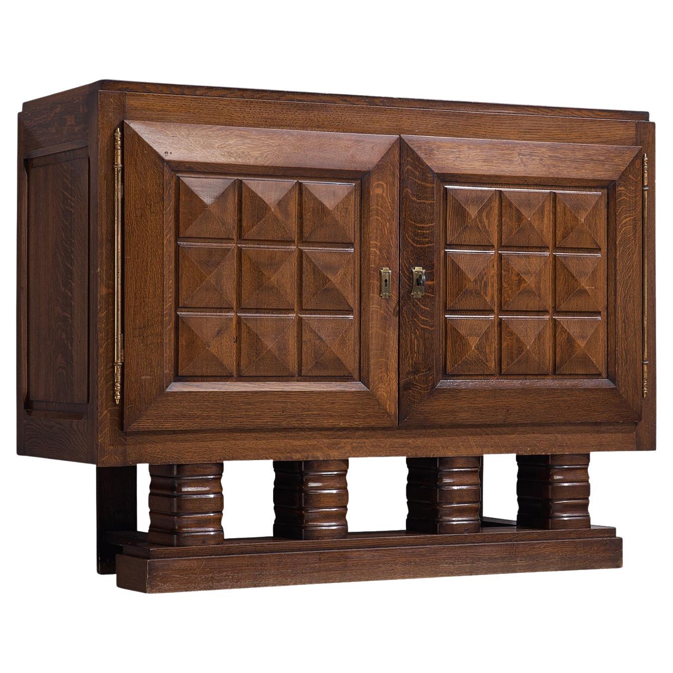 Art Deco Graphical Cabinet in Stained Oak