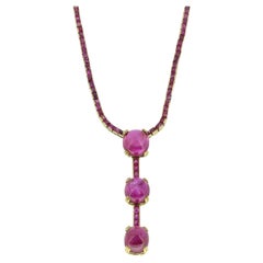 Art-Déco-Halskette mit Cabochons aus burmesischem Rubin und rosa Saphir