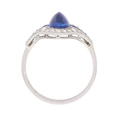 Art Deco Cabochon Cut Sapphire and Diamond Cluster Ring, circa 1920s
