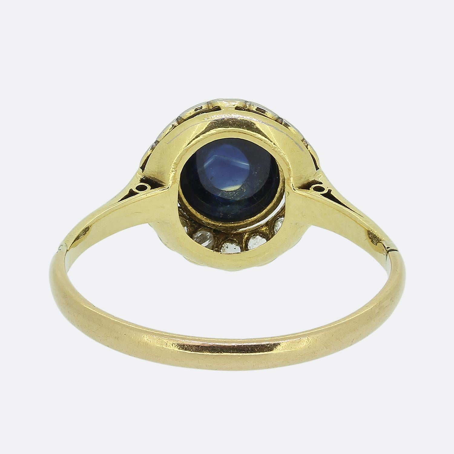 Bague grappe Art déco en saphir cabochon et diamants Bon état - En vente à London, GB