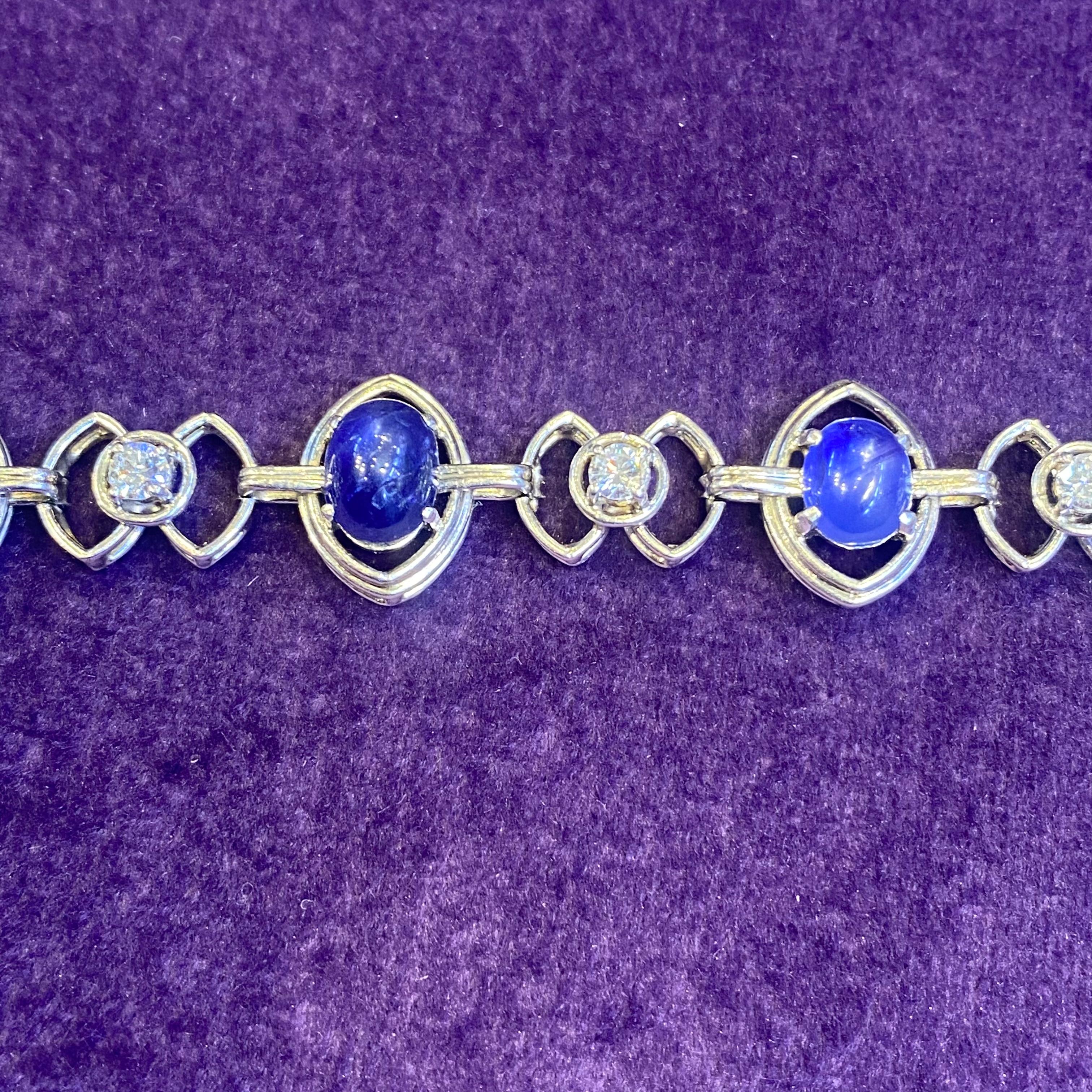 Art Deco Cabochon Sapphire & Diamond Bracelet  For Sale 2